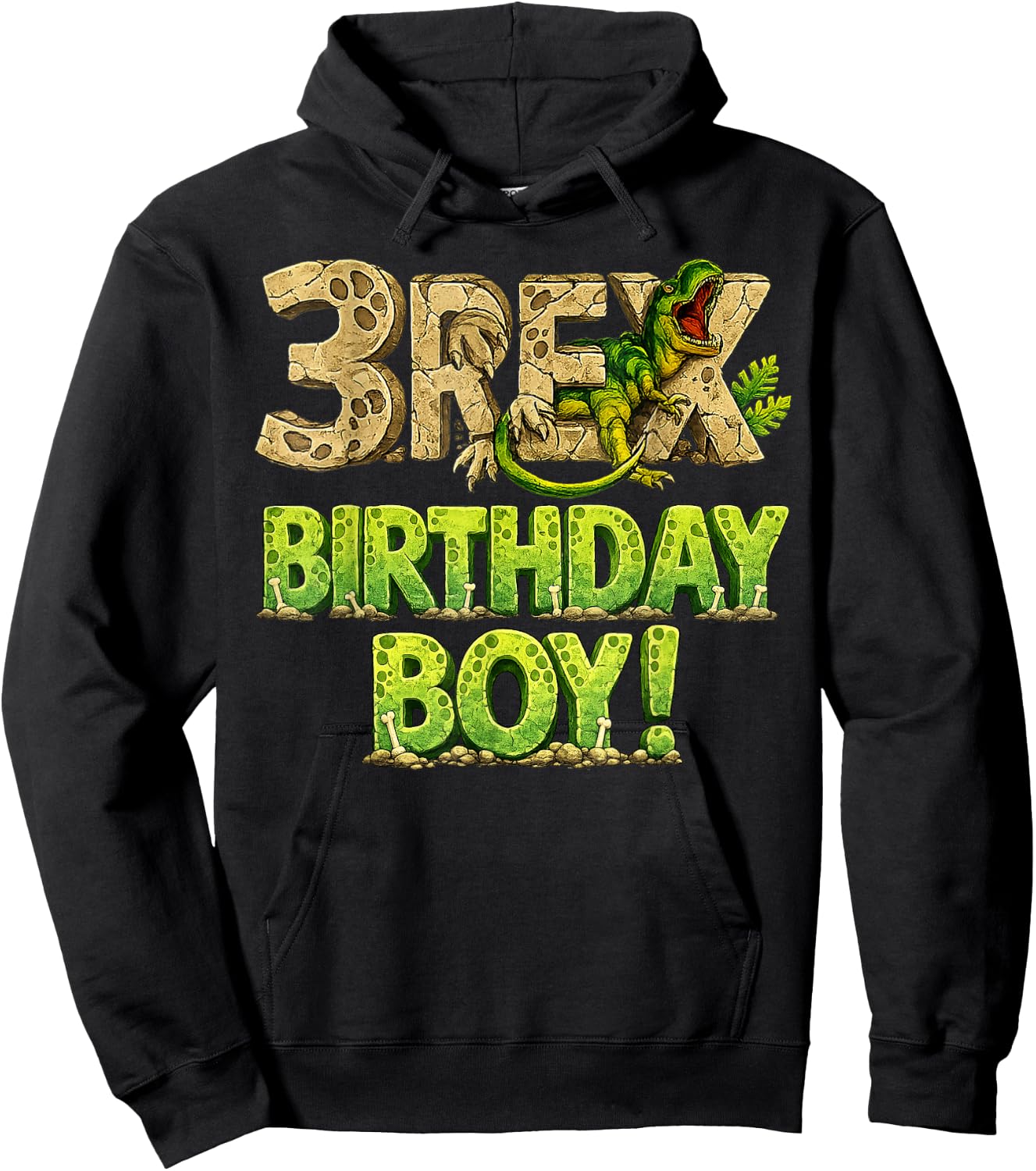 Three Rex 3rd Birthday Third Dinosaur 3 Year Old Birday Boy Hoodie - Hoodie | Black