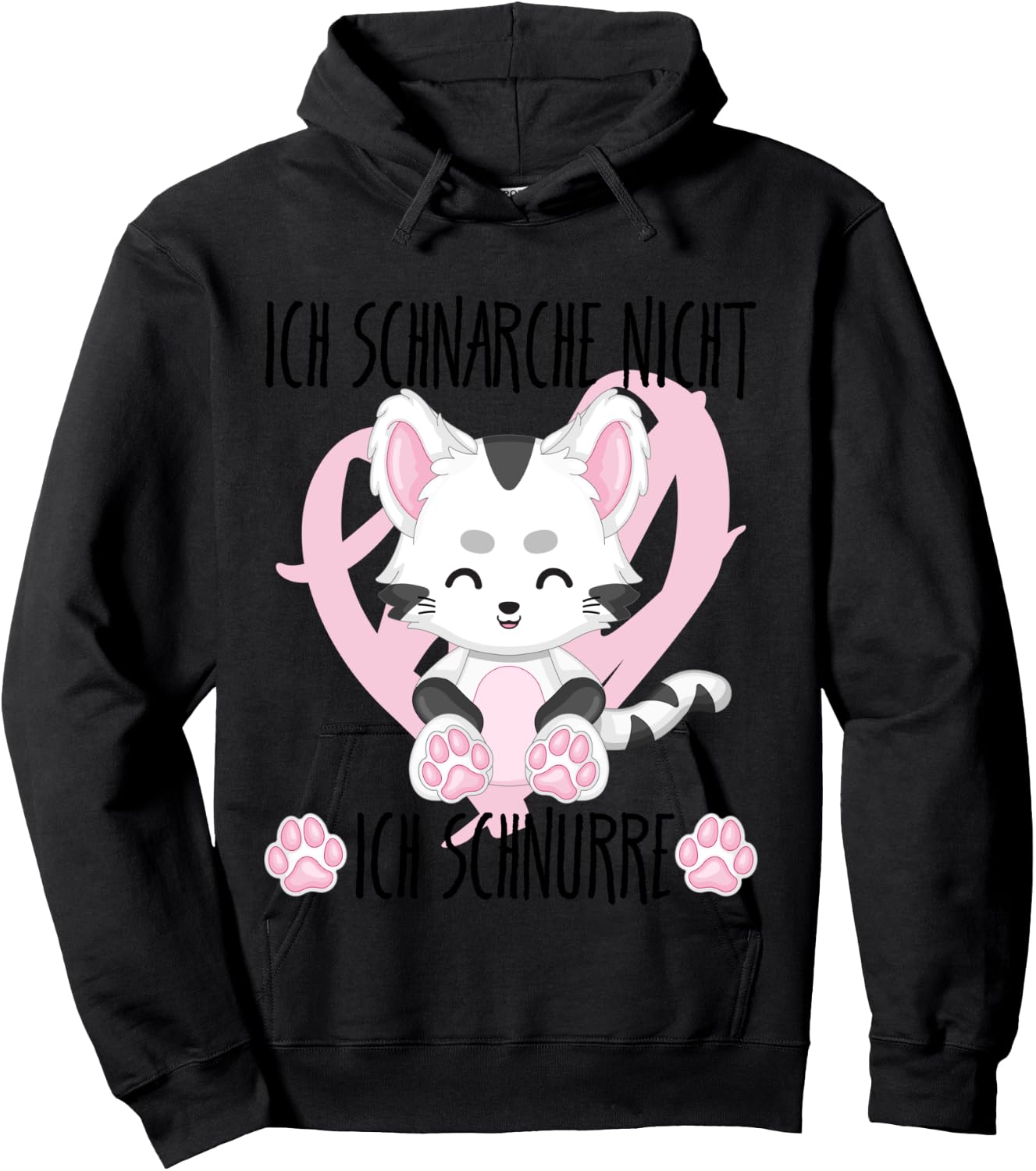 Ich Schnarche Nicht Ich Schnurre Spruch Geschenk Frauen Katz Langarmshirt Hoodie - Hoodie | Black