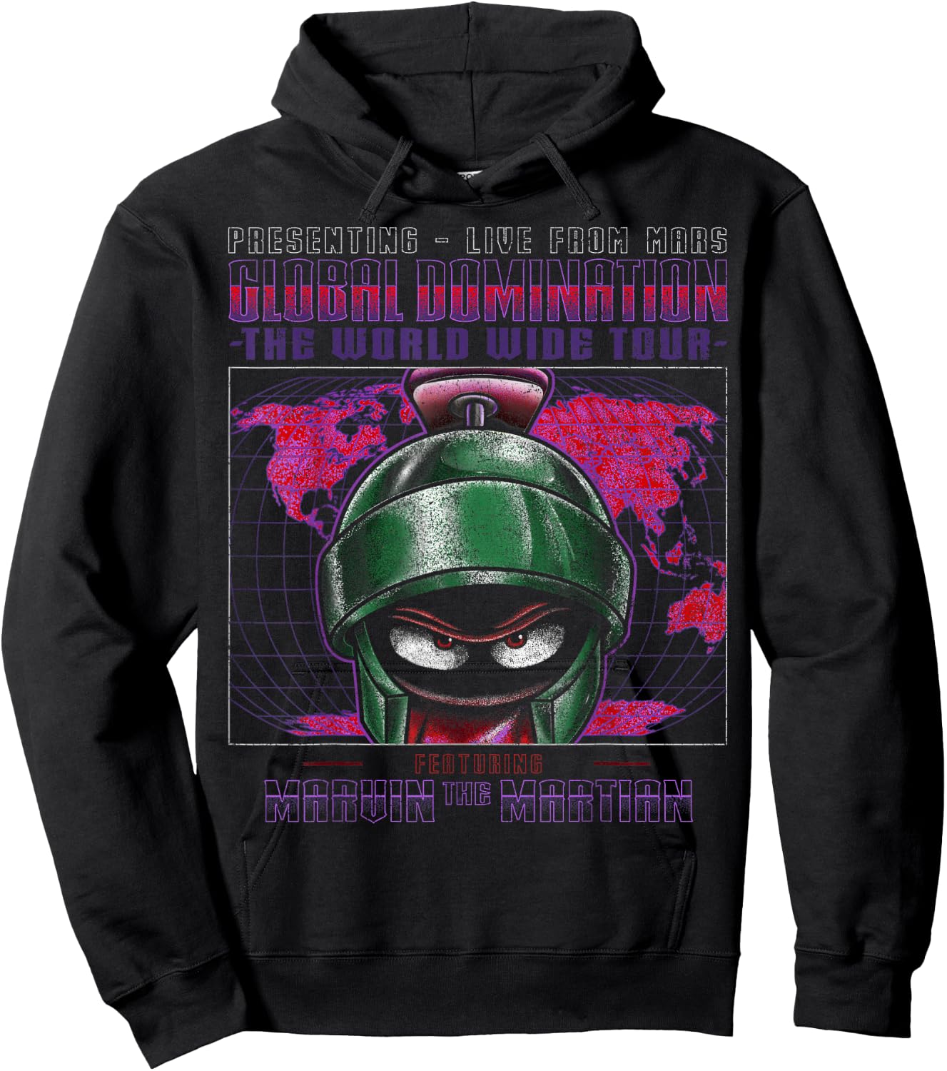 Looney Tunes Marvin The Martian Global Domination Tour Small Hoodie - Hoodie | Black