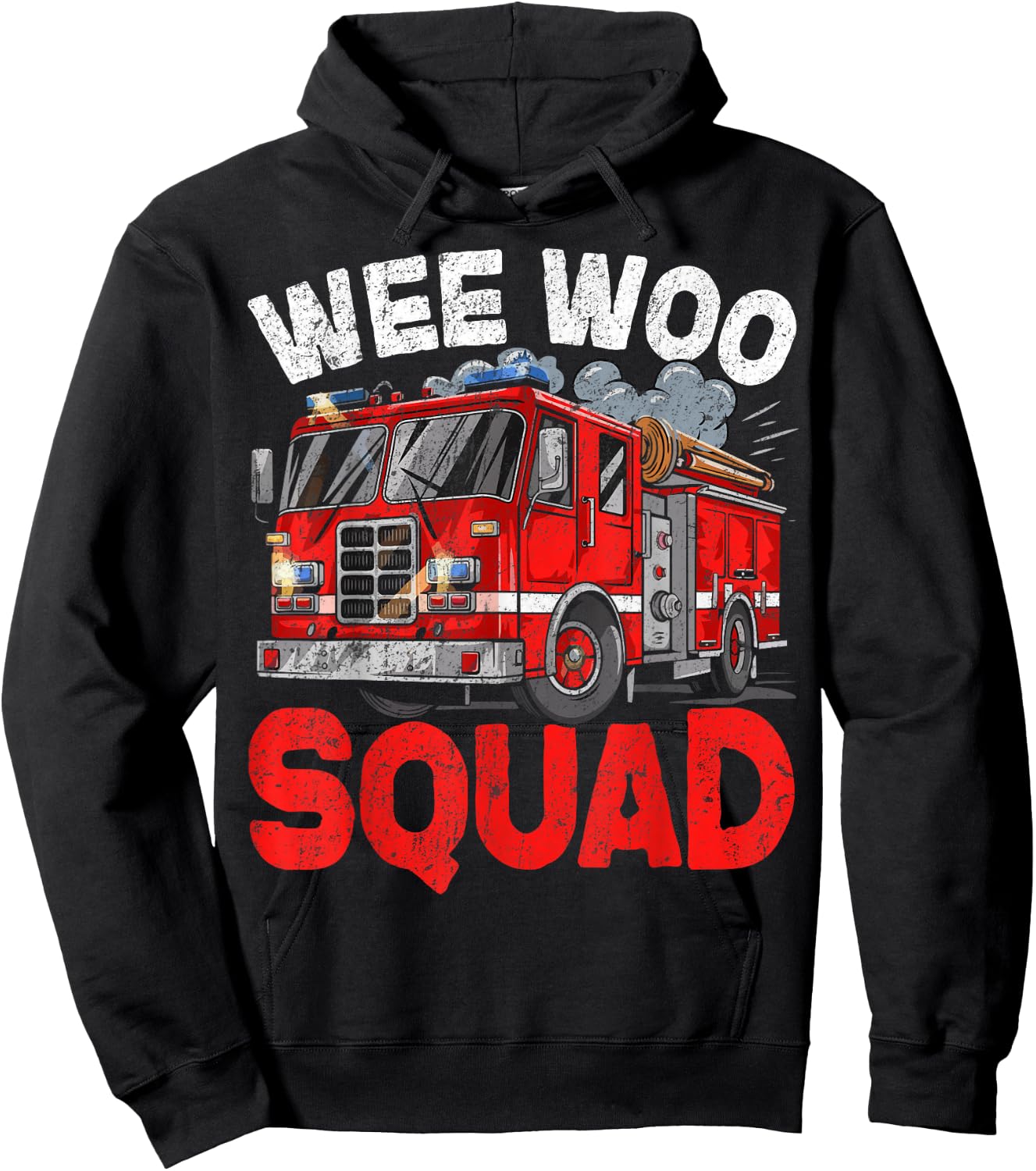 Wee Woo Squad Funny Firefighter Fire Truck Fireman Men Women Hoodie - Hoodie | Black