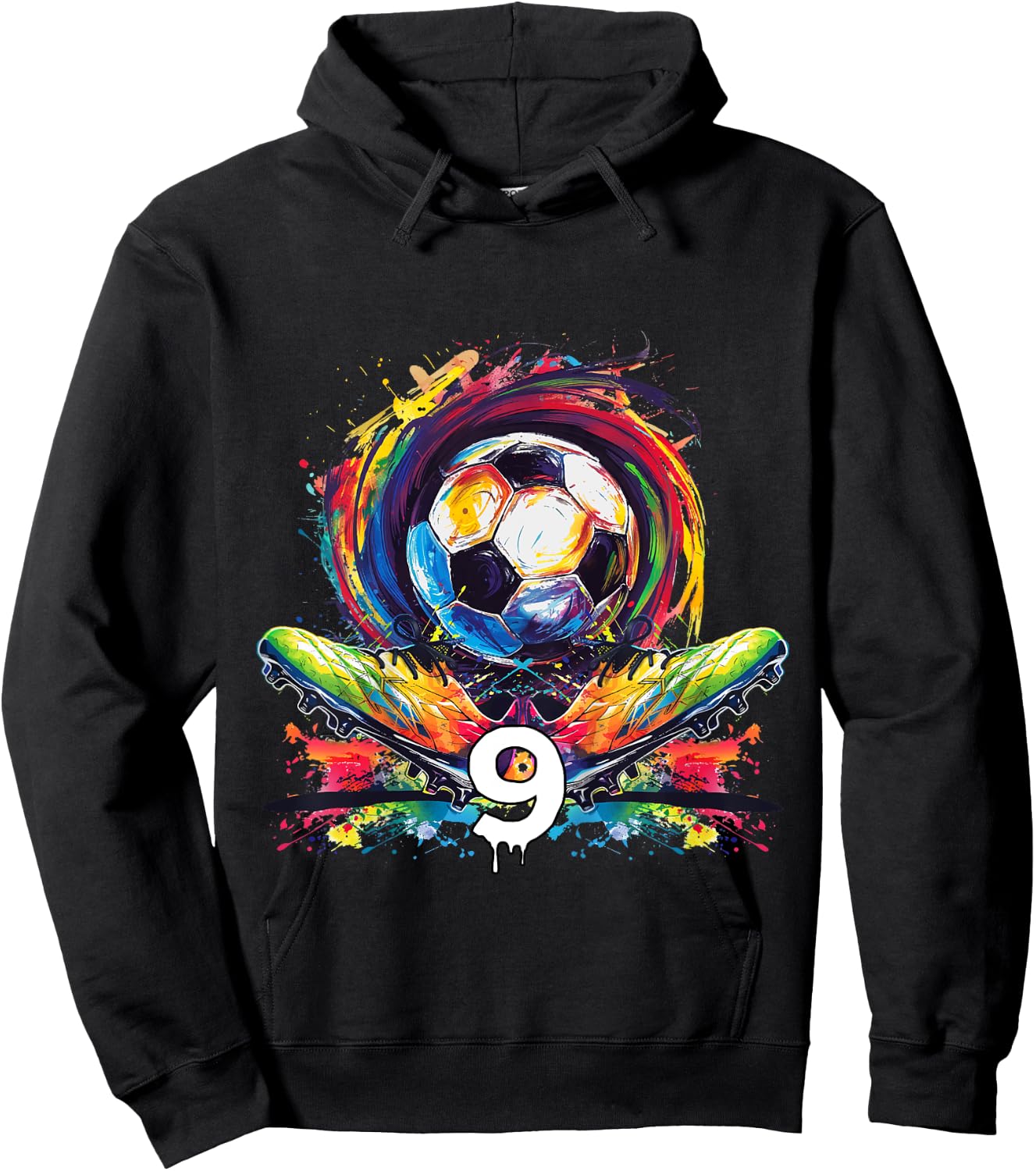 Children's 9th Birthday Boy 9 Years Football Gift , black Hoodie - Hoodie | Black