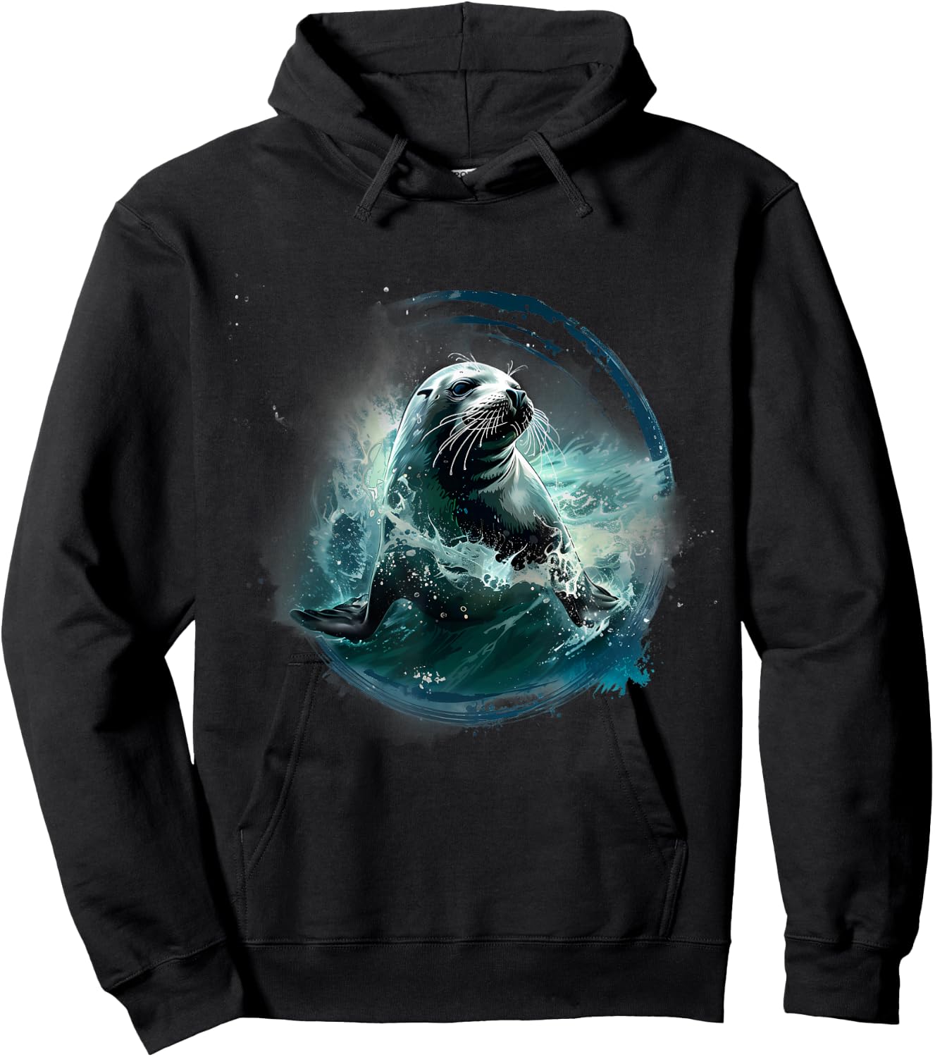 Seal Sea Ocean Animal Artwork Ocean Sea Seal Marine Mammal Hoodie - Hoodie | Black