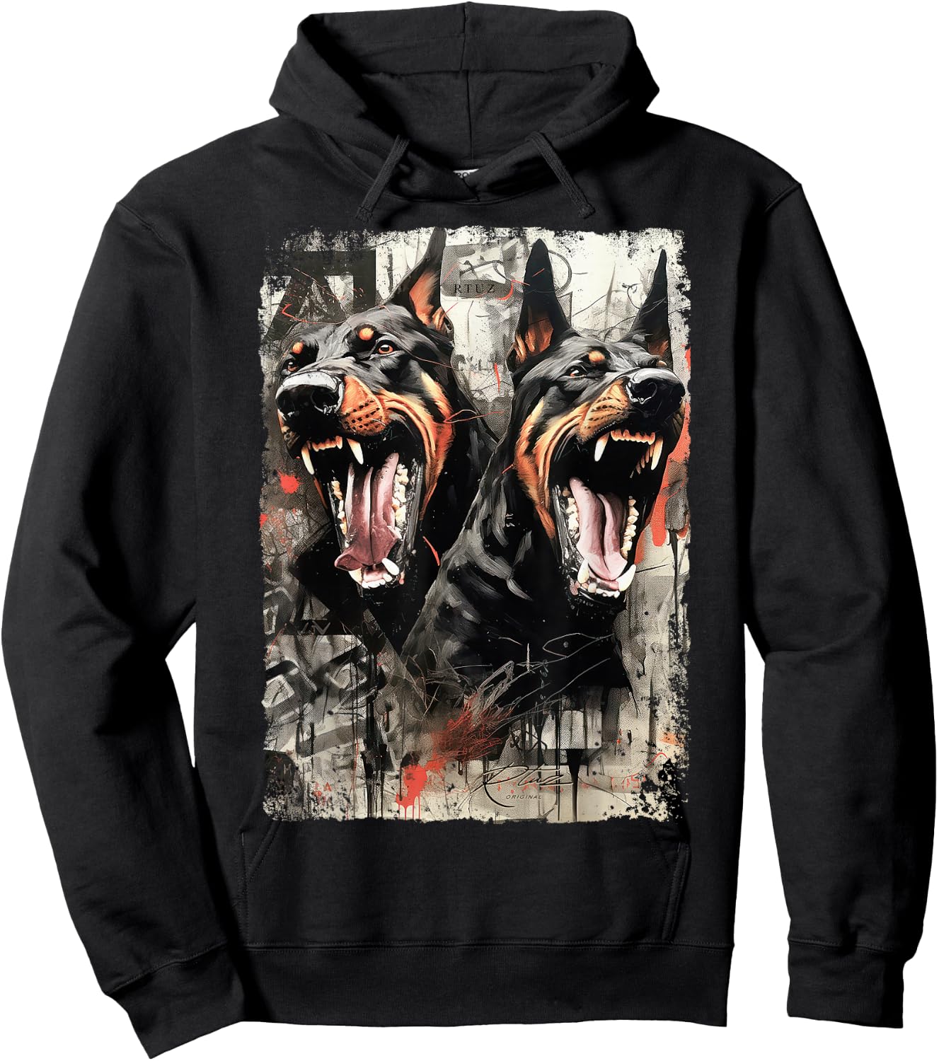 Hip Hop Streetwear Fashion Vintage Women Men Dog Doberman Hoodie - Hoodie | Black