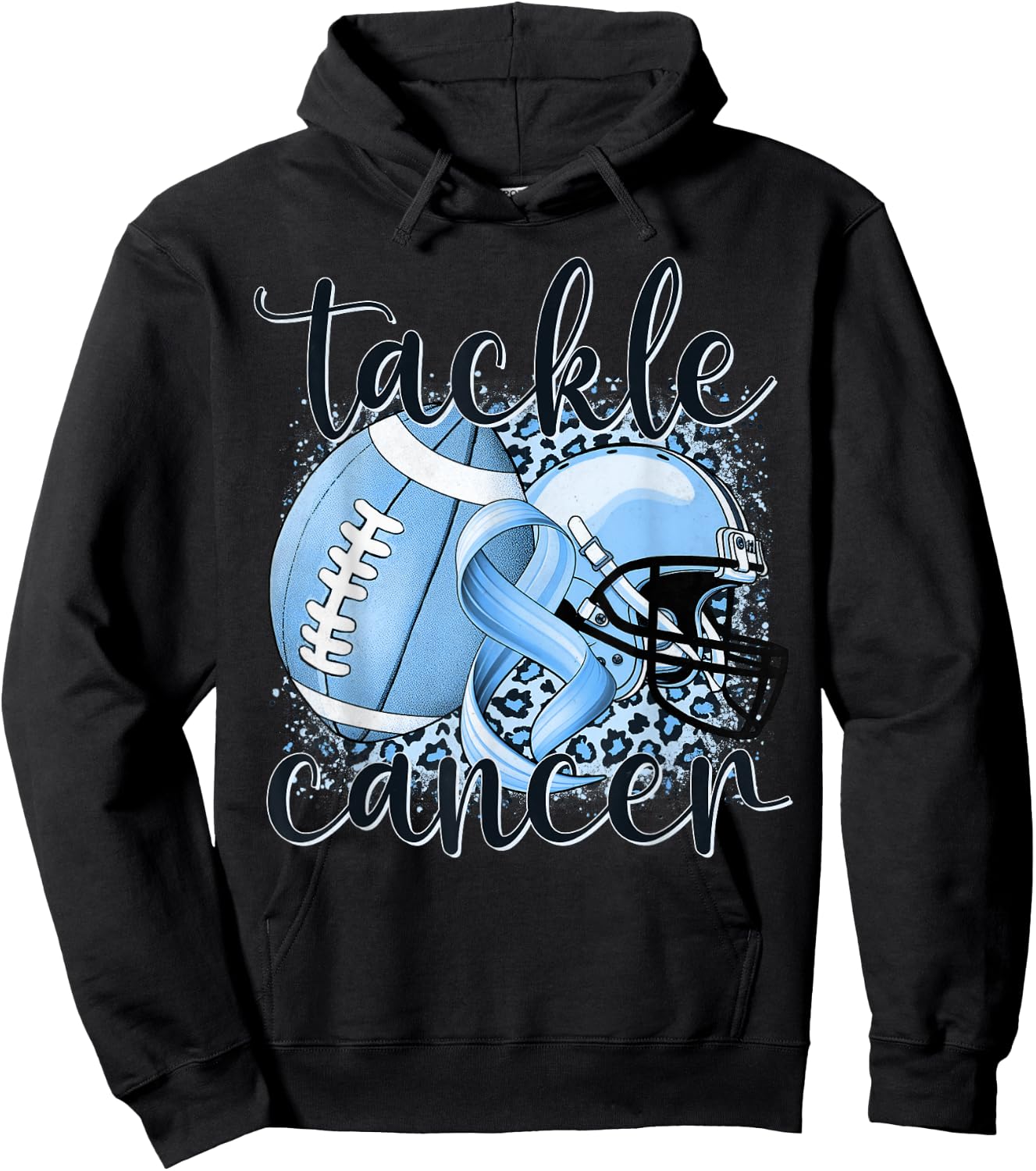Tackle Prostate Cancer Football Lover Warrior Blue Ribbon Hoodie - Hoodie | Black