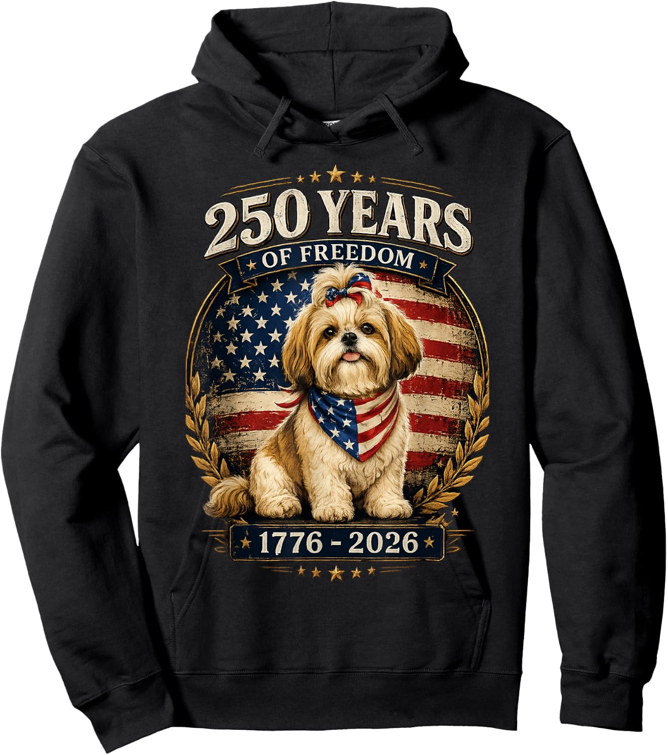 250 Years America Anniversary Shih Tzu 250th Anniversary Hoodie - Hoodie | Black