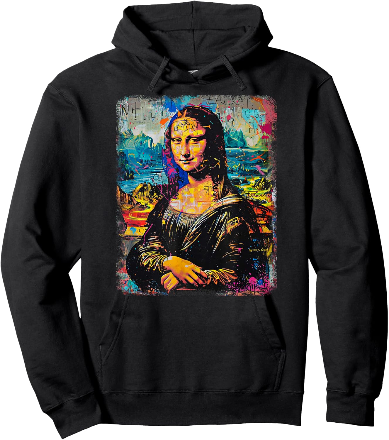 Abstract Graffiti Art Leonardo Da Vinci Art Mona Lisa Hoodie - Hoodie | Black