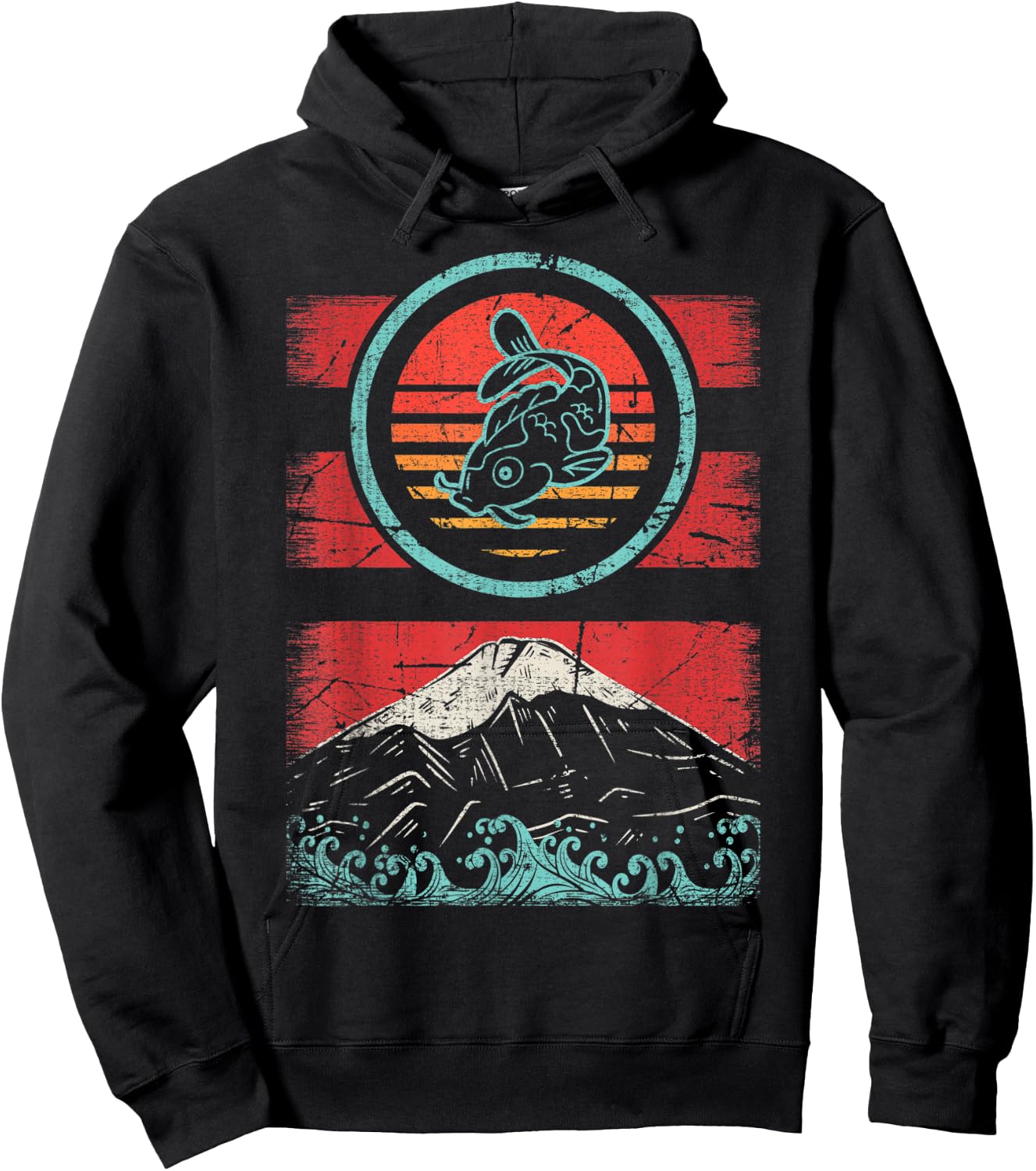 Koi Fish Carp Retro 80s Aesthetic Hoodie - Hoodie | Black
