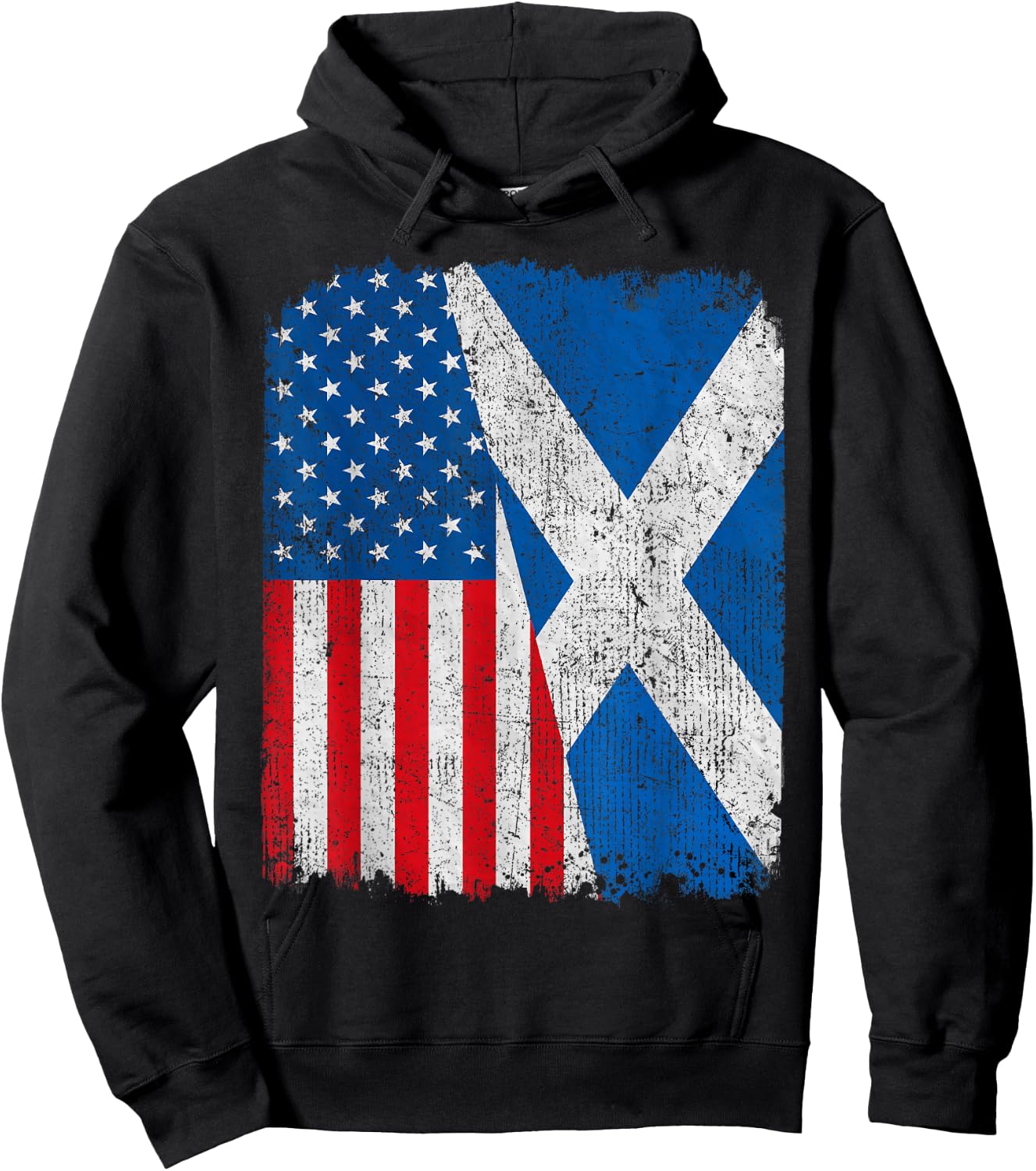 Scottish American Flag Half USA Scotland Root Proud Kids Men Hoodie - Hoodie | Black
