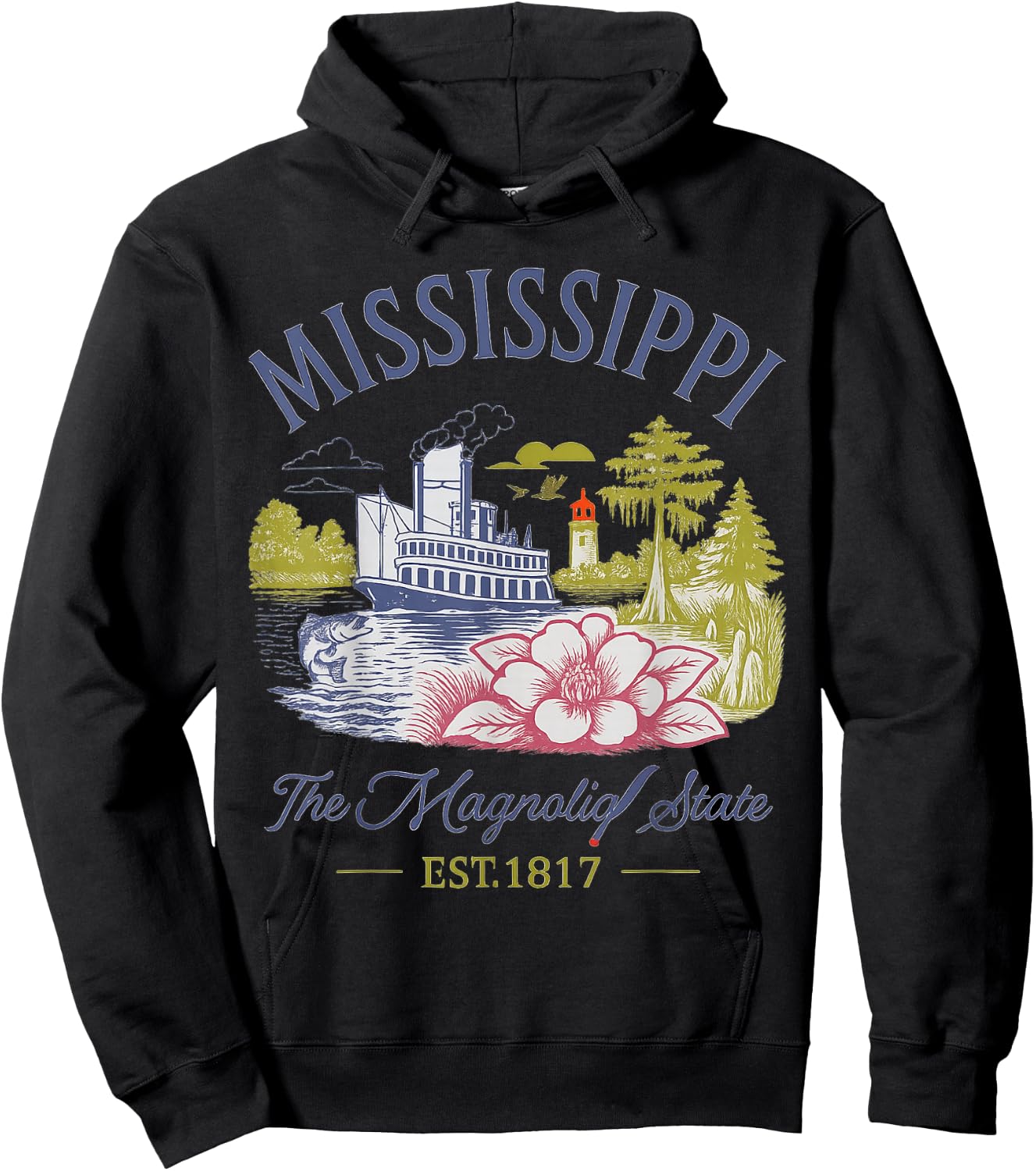 Mississippi The Magnolia State Vintage Inspired Hoodie - Hoodie | Black