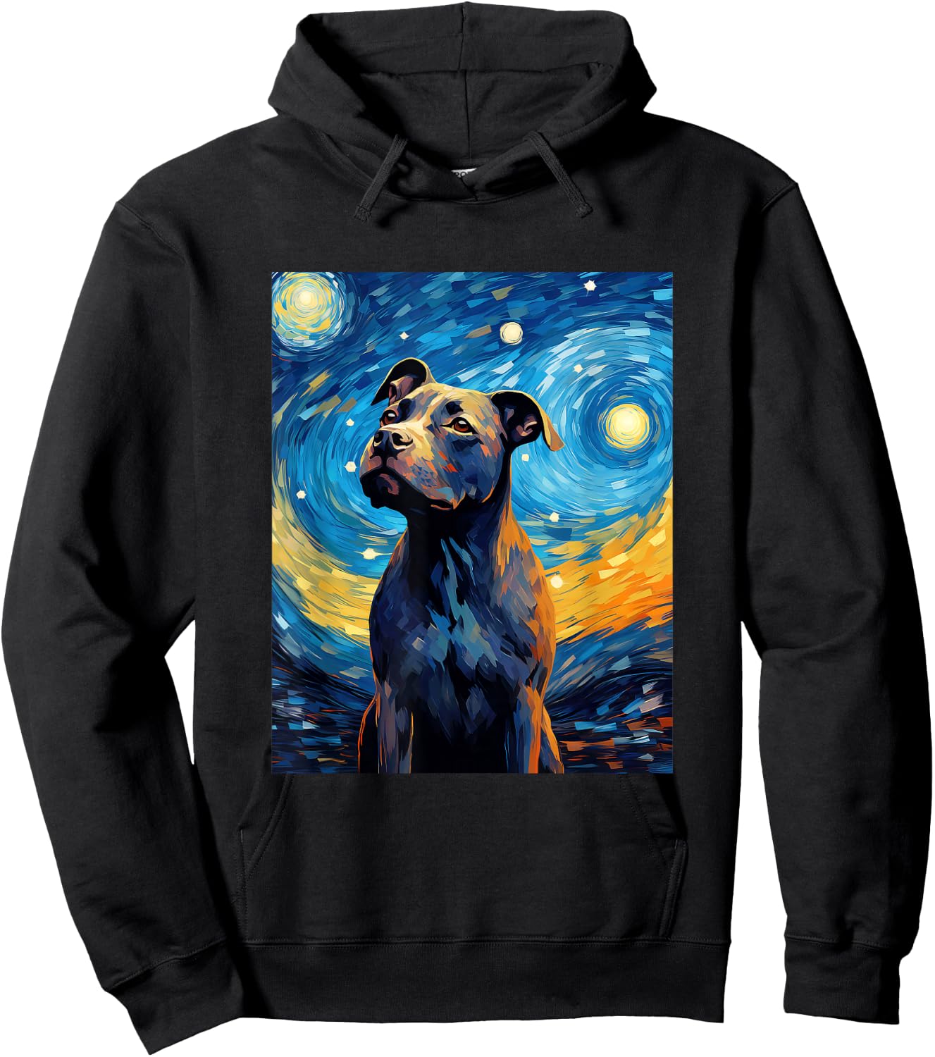 Staffordshire Bull Terrier Starry Night Van Gogh Hoodie - Hoodie | Black