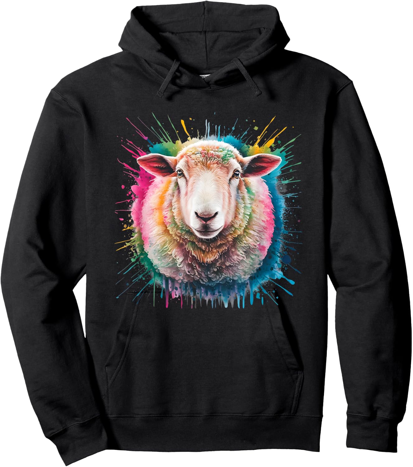 Sheep Men Woman Colorful Watercolor Sheep Hoodie - Hoodie | Black