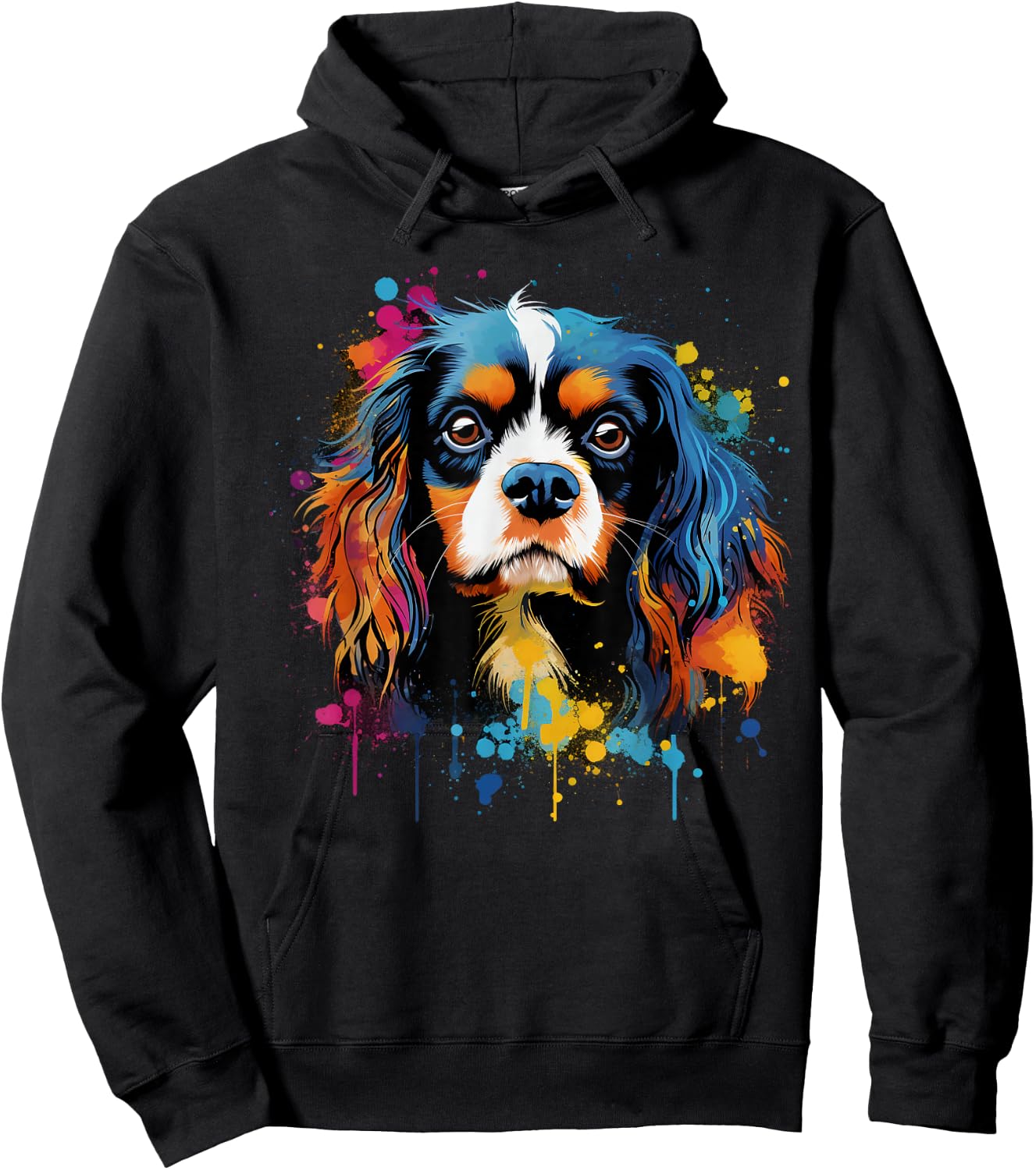 Bunte Cavalier King Charles Spaniel Hund Hoodie - Hoodie | Black