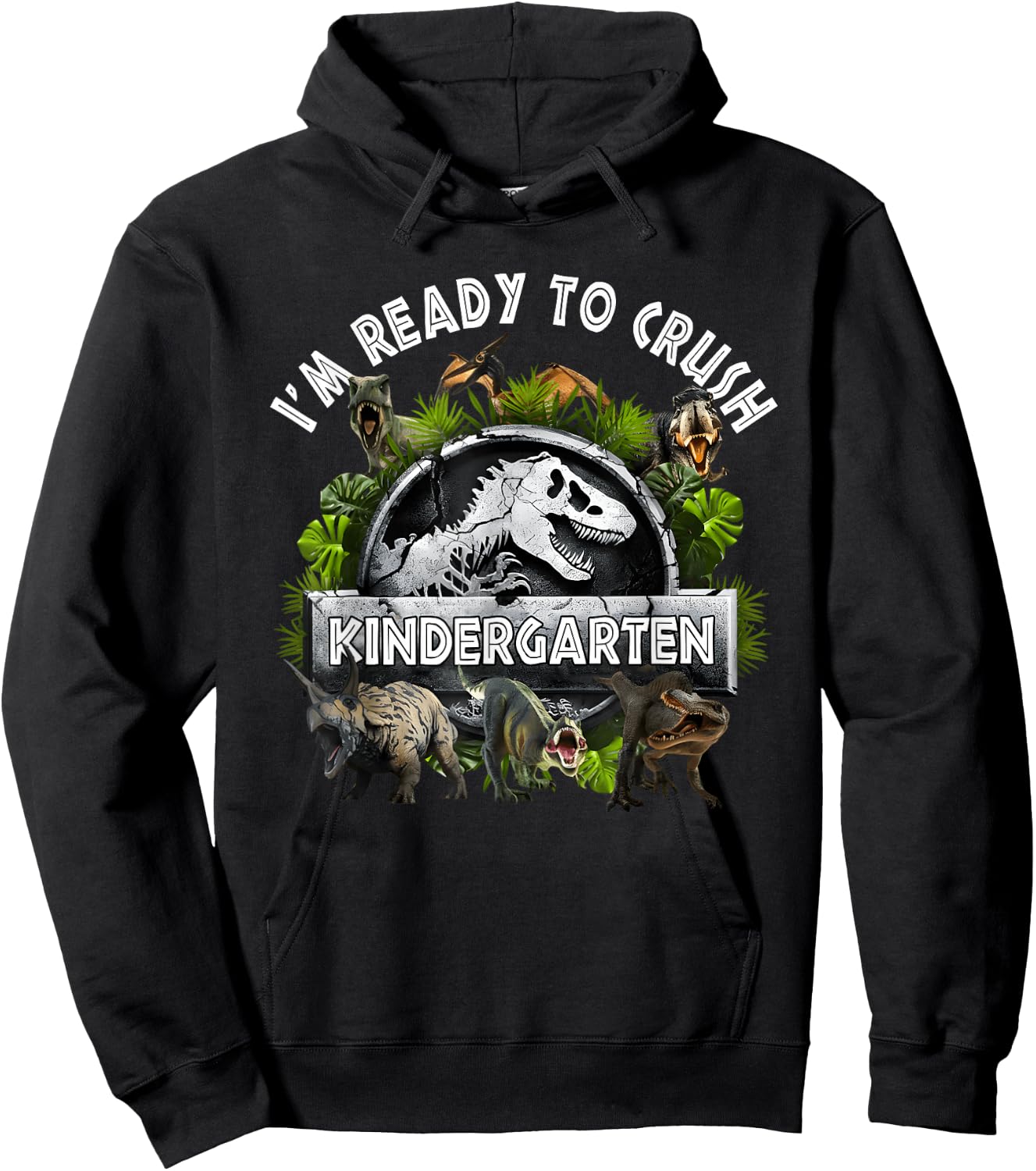 Ready to Crush Kindergarten First Day of School Dinosaur Boy Hoodie - Hoodie | Black