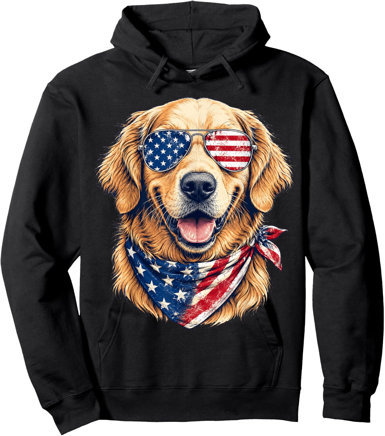 Patriotic Golden Retriever Dog 4th of July Dog Lovers Hoodie - Hoodie | Black