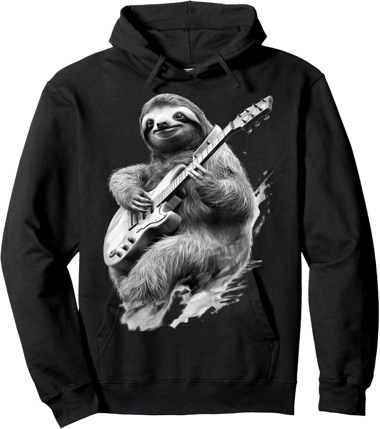 Rock and Roll Sloth Guitarist funny Hoodie - Hoodie | Black