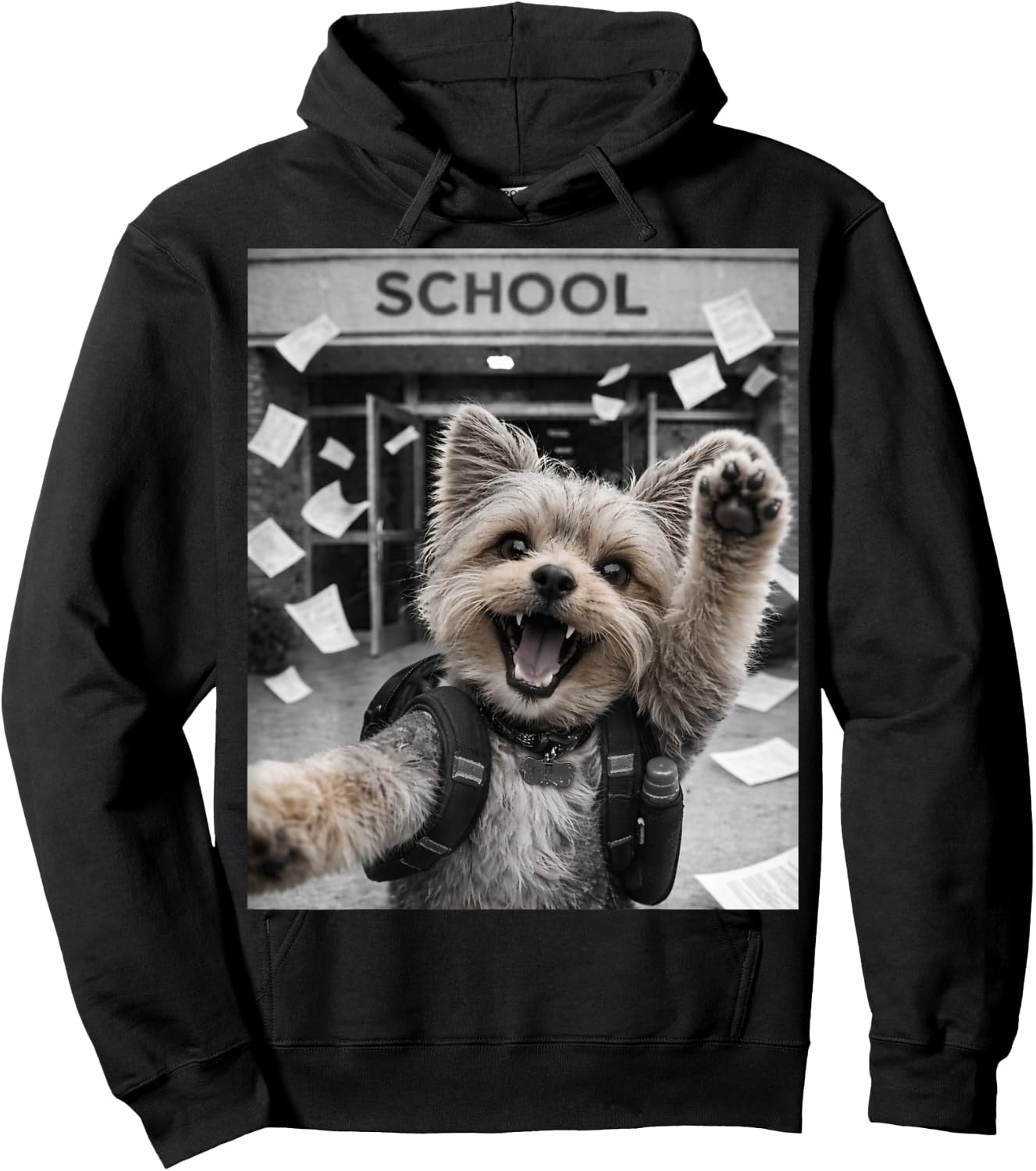 Yorkshire Terrier Yorkie Last Day of School Funny Selfie Hoodie - Hoodie | Black