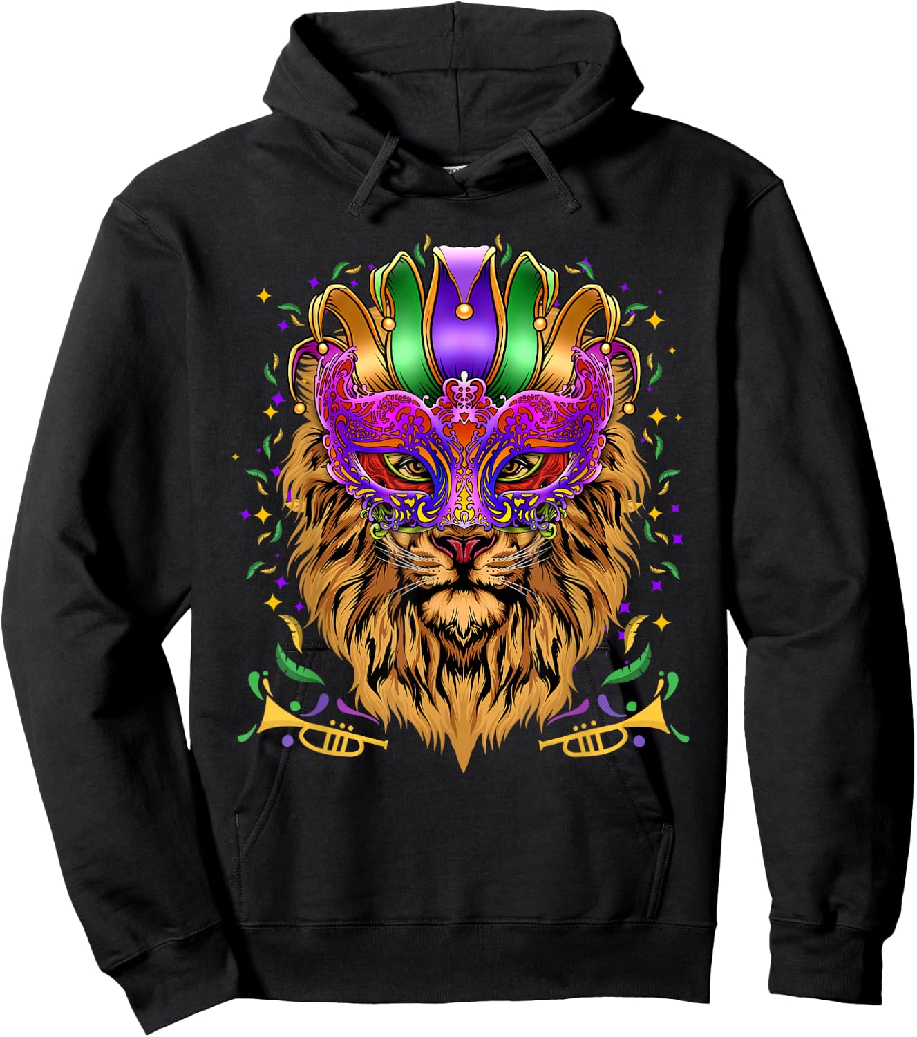 Mardi Gras Mask Lion Lover Gifts Shirt, Animal Lovers Hoodie - Hoodie | Black