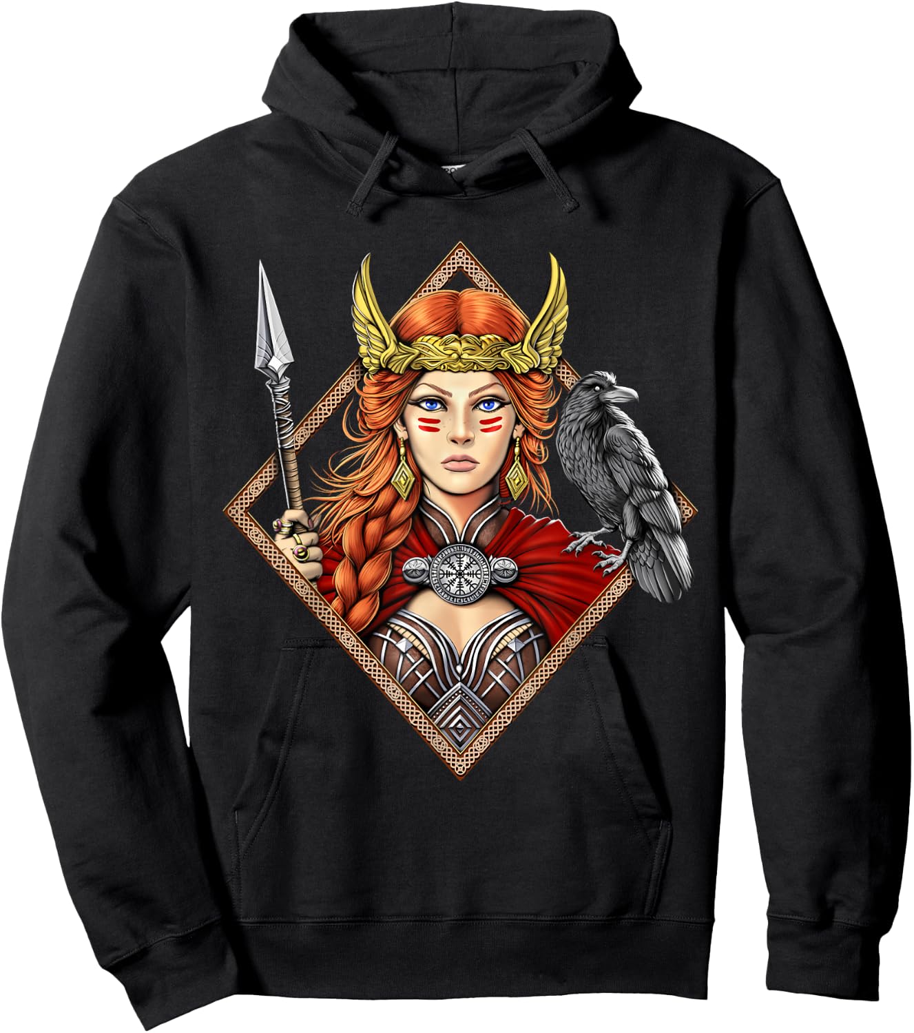 Freya Norse Mythology Goddess Viking Warrior Pagan Hoodie - Hoodie | Black