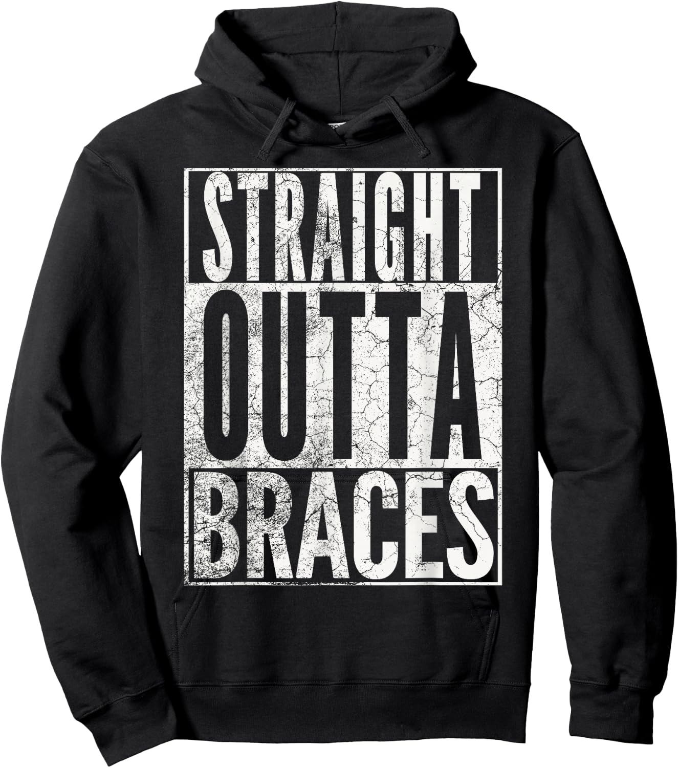Straight Outta Braces Funny Teeth Dentist Kids Teen Gift Hoodie - Hoodie | Black