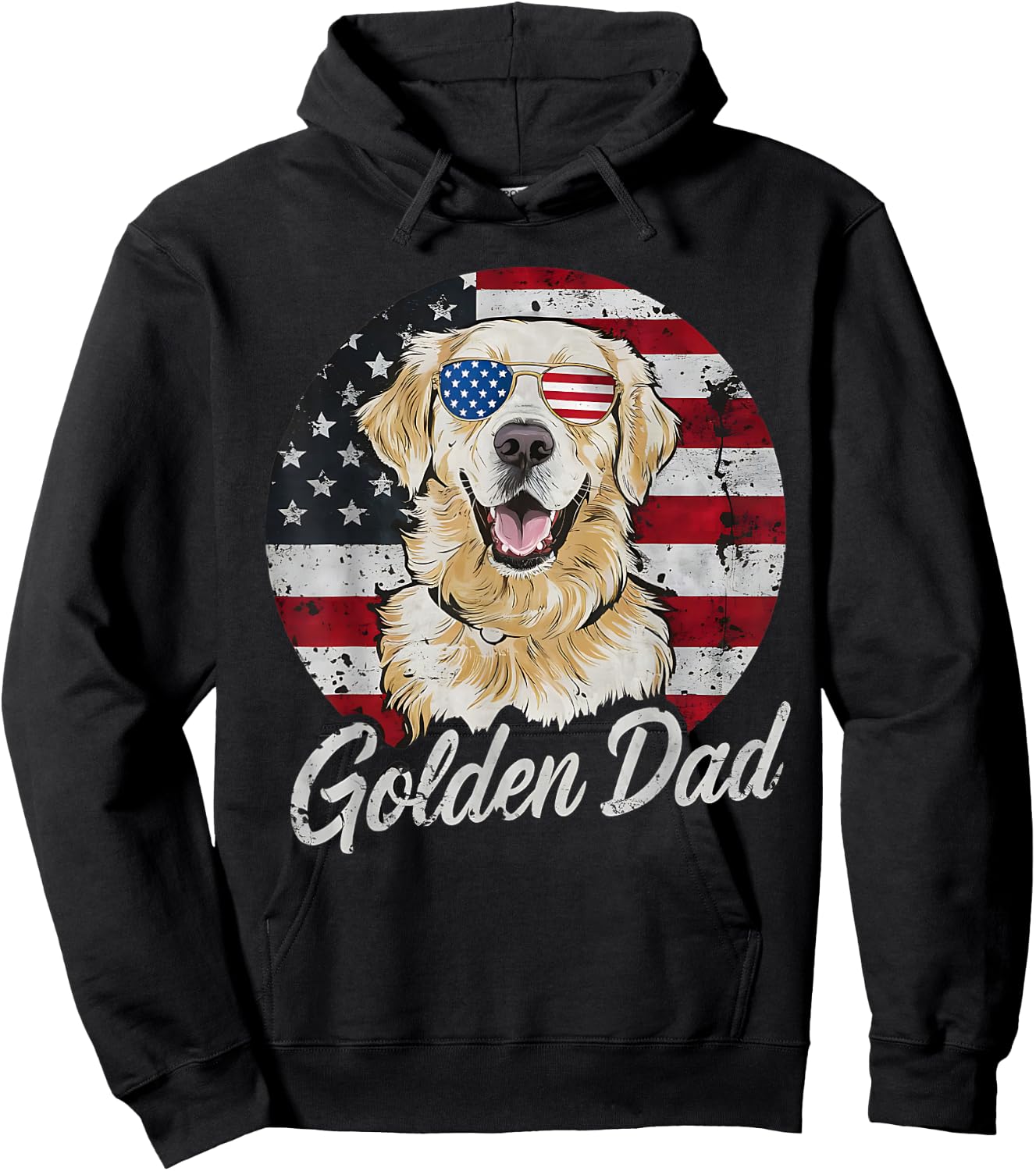Golden Dad White English Cream Golden Retriever Dog Father Hoodie - Hoodie | Black