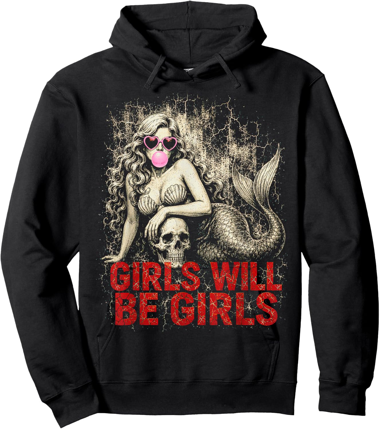 Girls Will Be Girls Cool Mermaid Dark Feminine Shirt Hoodie - Hoodie | Black