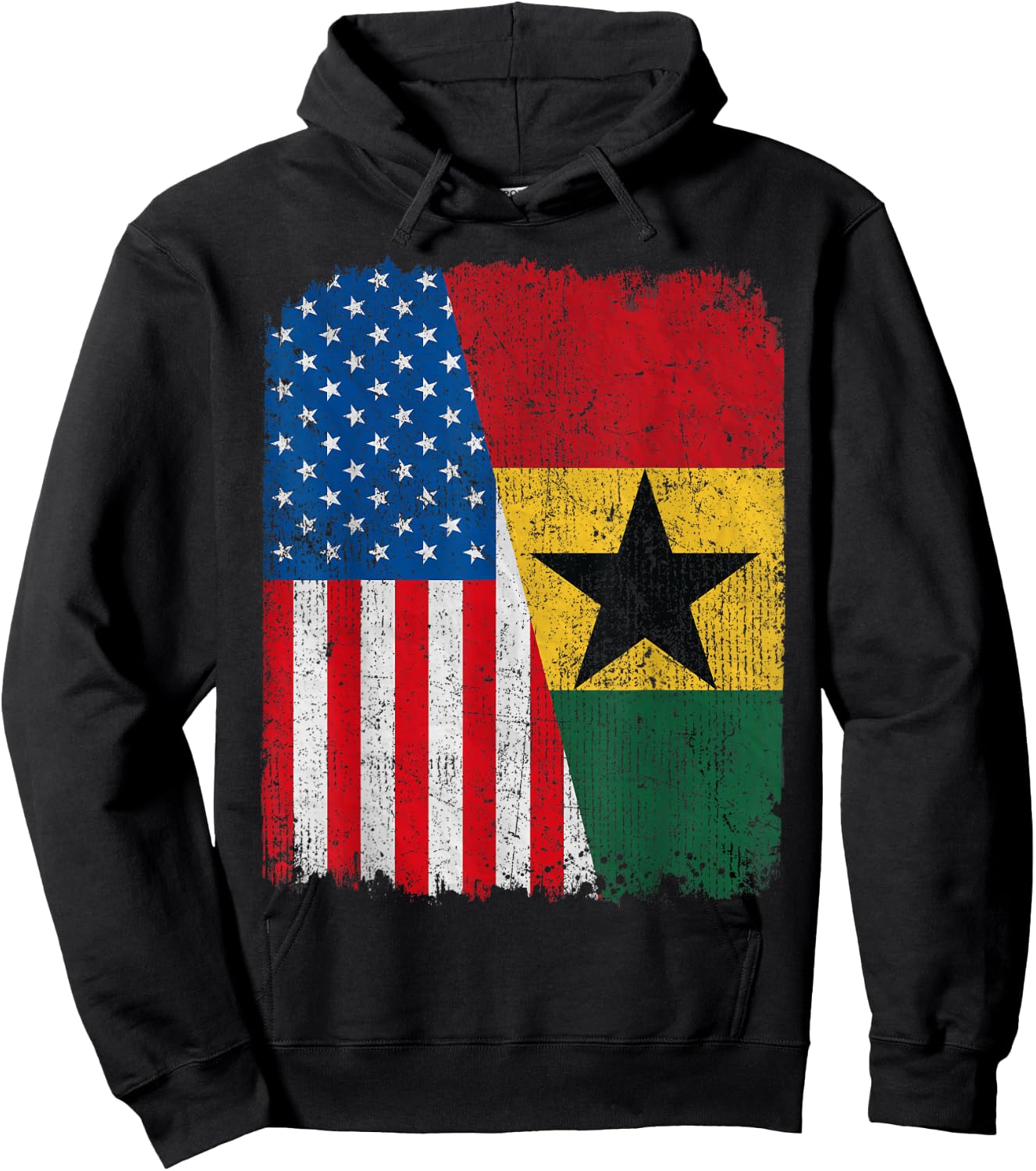 Ghanaian American Flag Half USA Ghana Root Proud Hoodie - Hoodie | Black