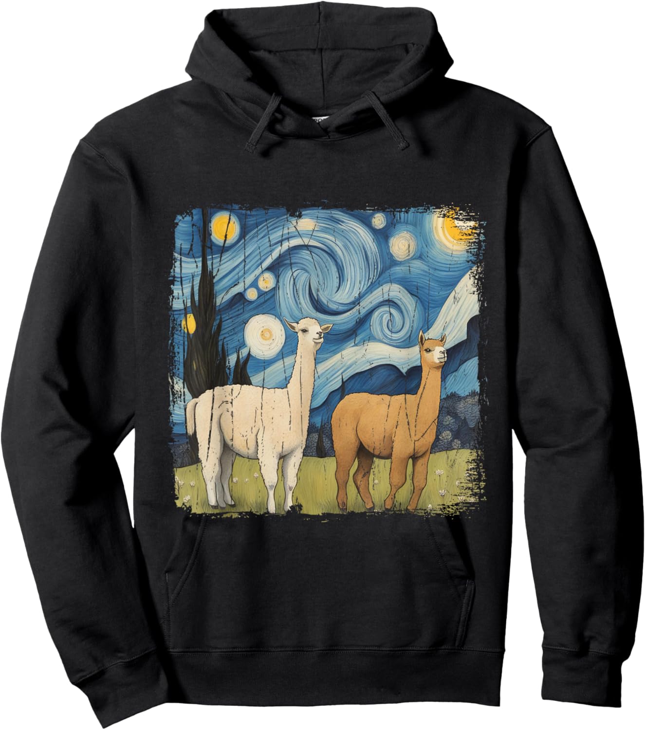 Cotopaxi Illustration Starry Night Llama National Park Souvenir , Black, S Hoodie - Hoodie | Black