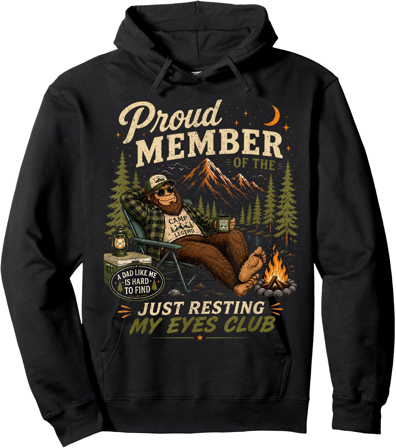 Proud Member Just Resting My Eyes Club Funny Patriotic Dad Hoodie - Hoodie | Black