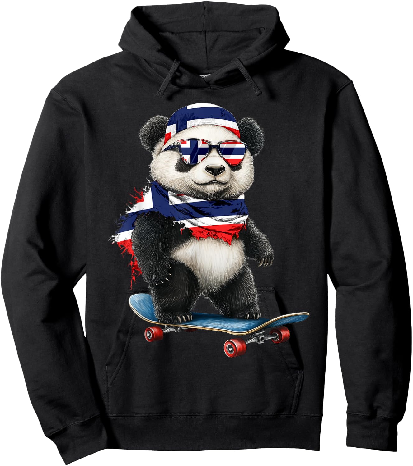 Norwegian Flag American US Flags Panda Heritage Nicaragua Hoodie - Hoodie | Black