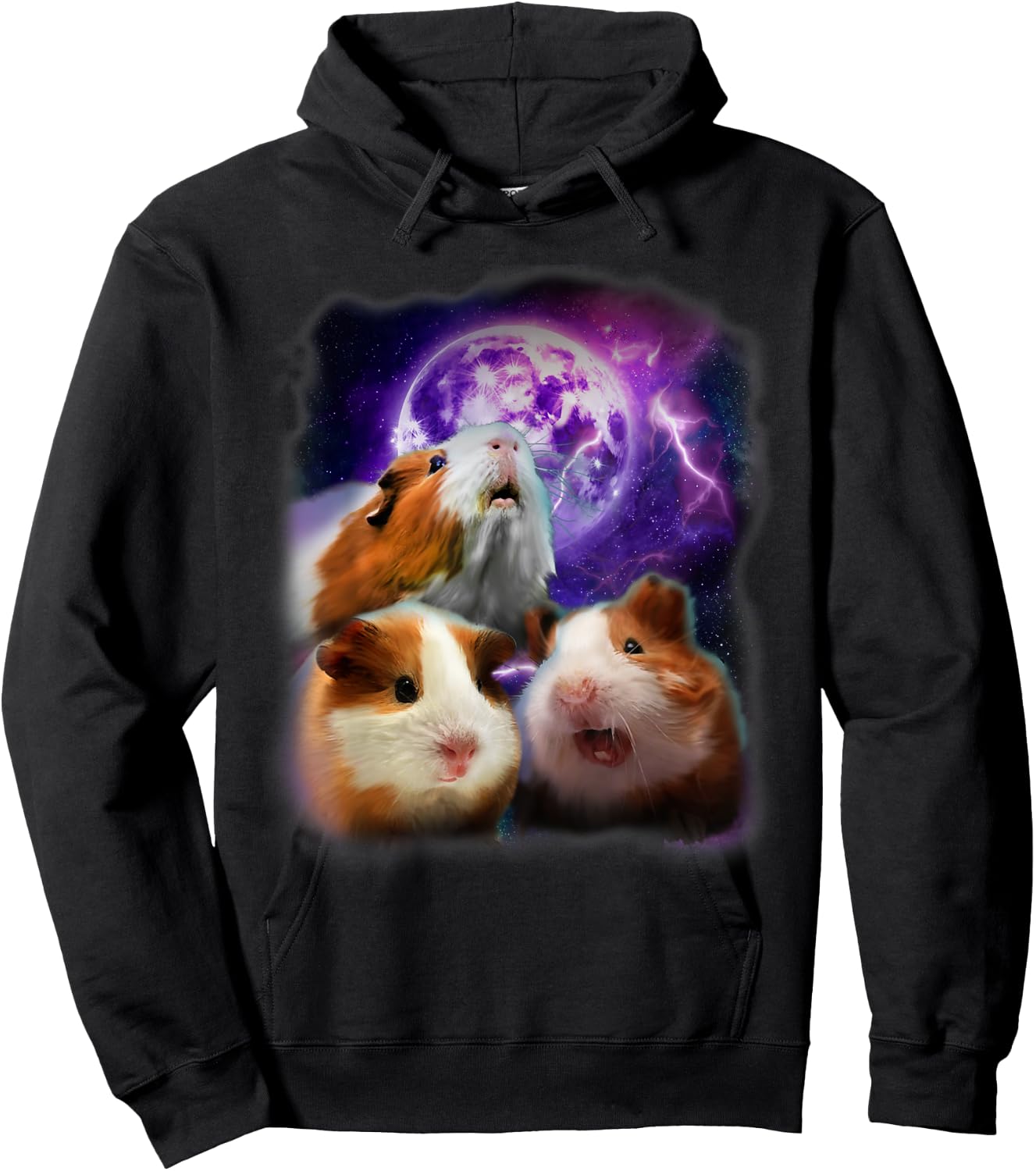 Guinea Pigs Howling at the Moon Shirt - Funny Guinea Pig Hoodie - Hoodie | Black