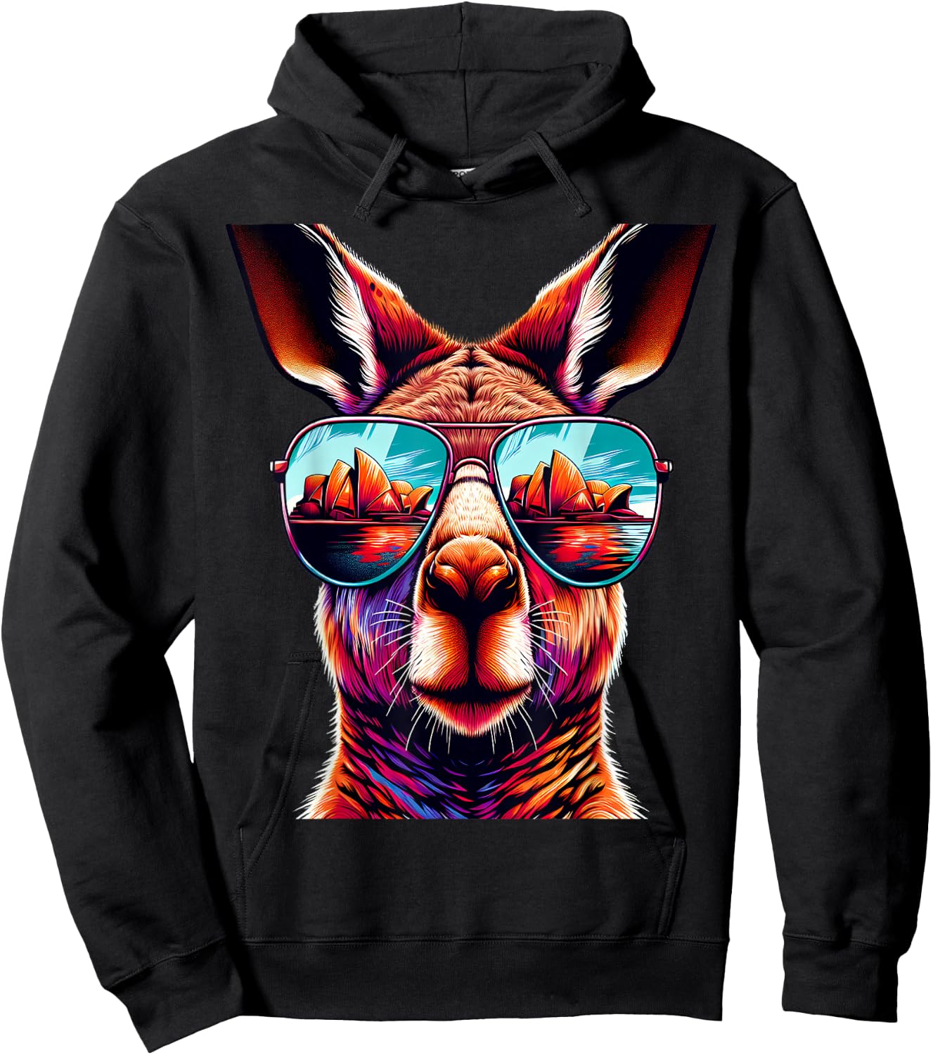 Kangaroo Wearing Sunglass Cool Kangaroos Australia Hoodie - Hoodie | Black