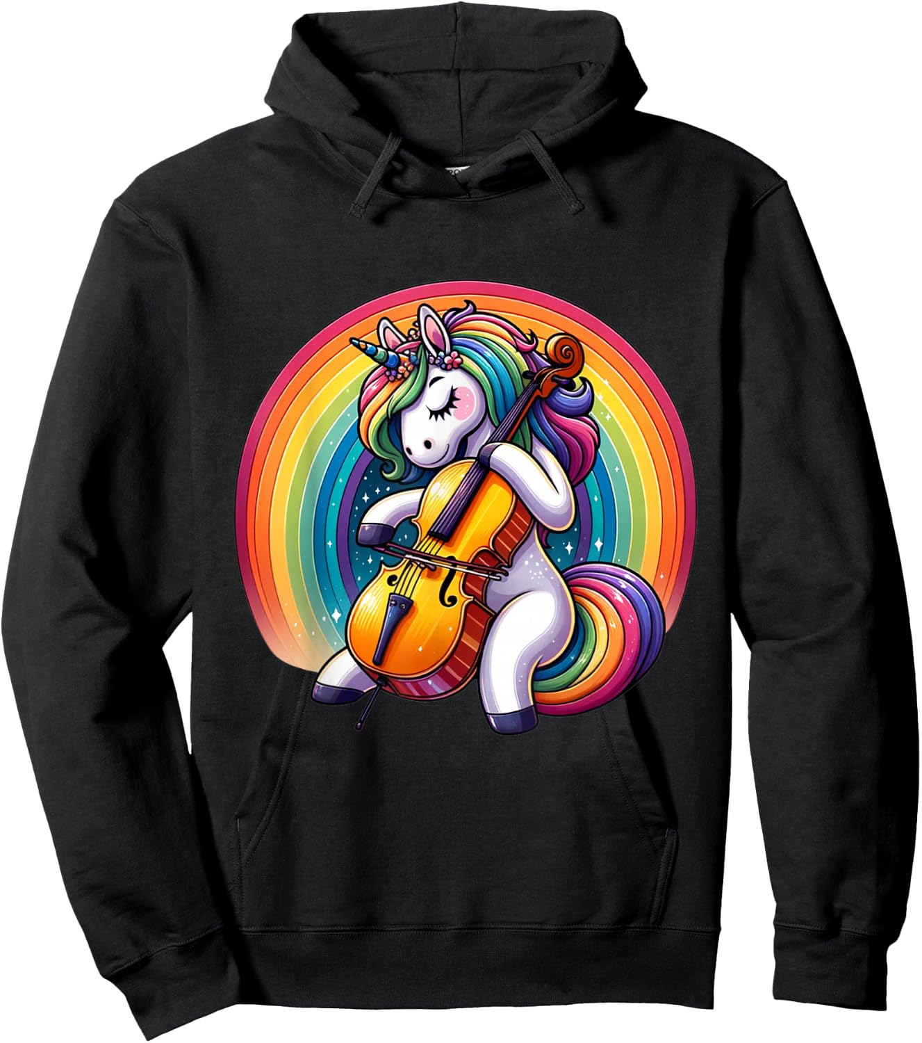 Cello Playing Unicorn Cellist Hoodie - Hoodie | Black