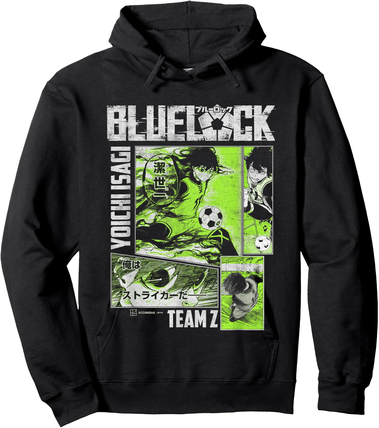 Blue Lock Yoichi Isagi Split Soccer Panels , Black, S Hoodie - Hoodie | Black