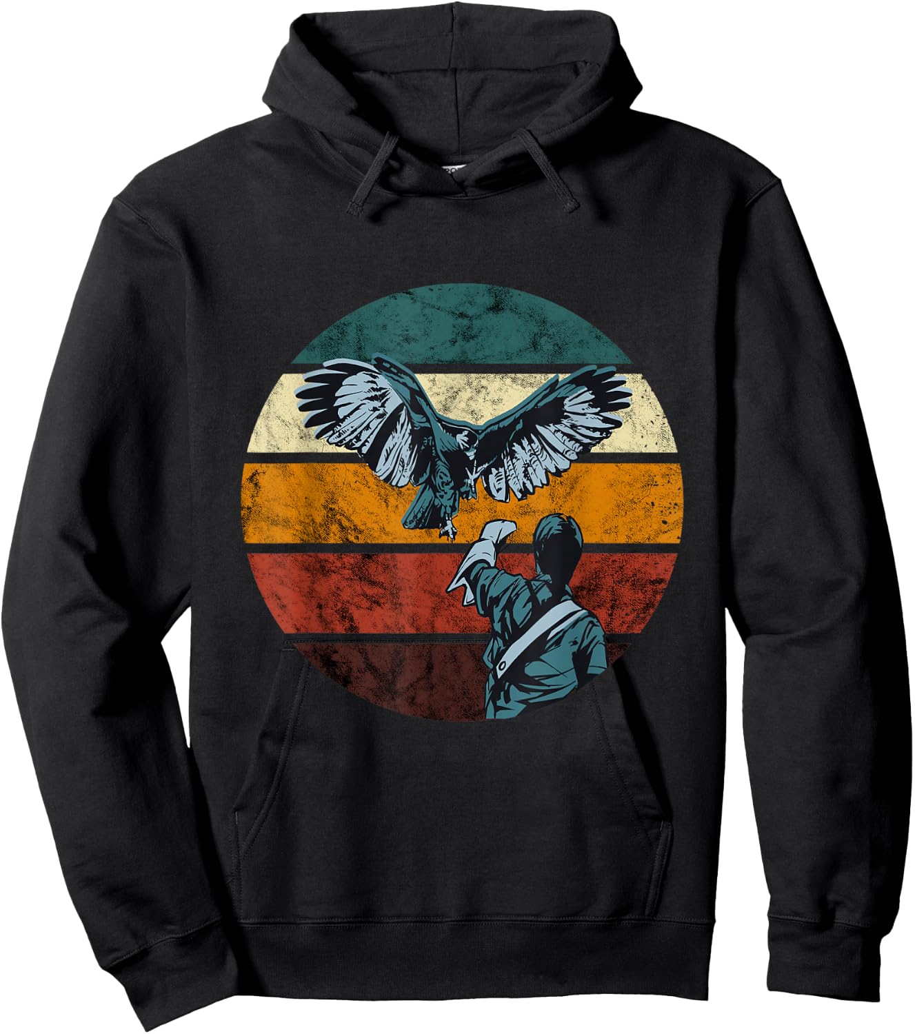 Falconer Falcon Flying Retro Vintage Falcon Hunter Falconry Hoodie - Hoodie | Black