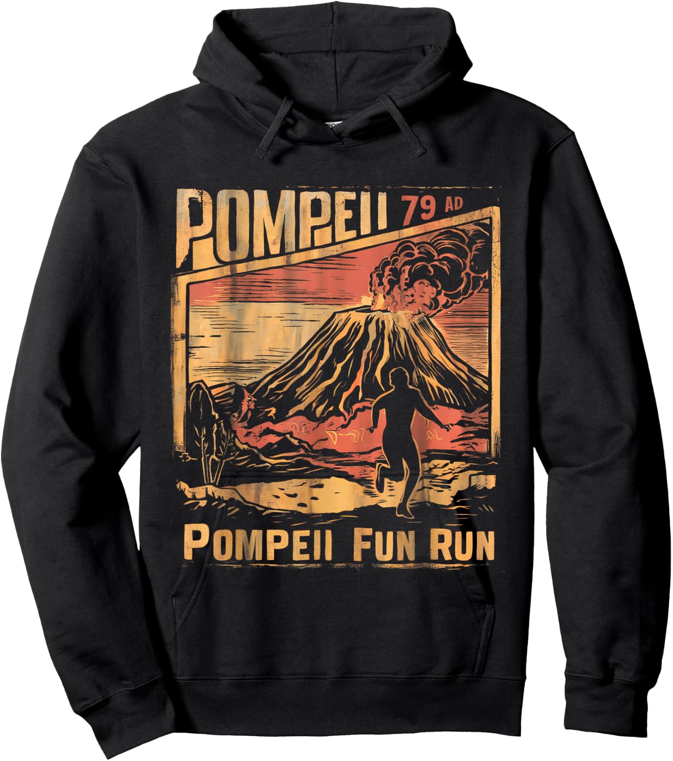 Pompeii Fun Run Geography Volcanologist Volcanology Funny Hoodie - Hoodie | Black