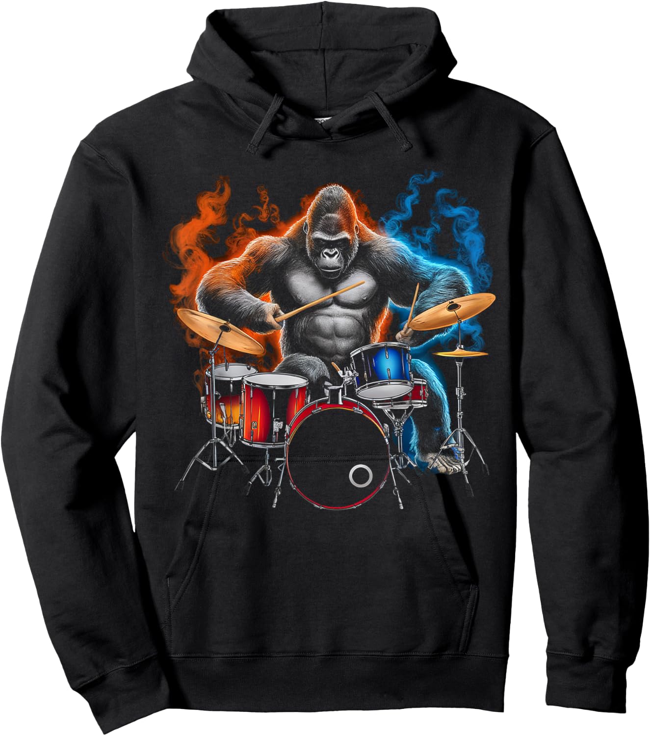 Gorilla Drumming Gorilla Playing Drums Drummer Hoodie - Hoodie | Black