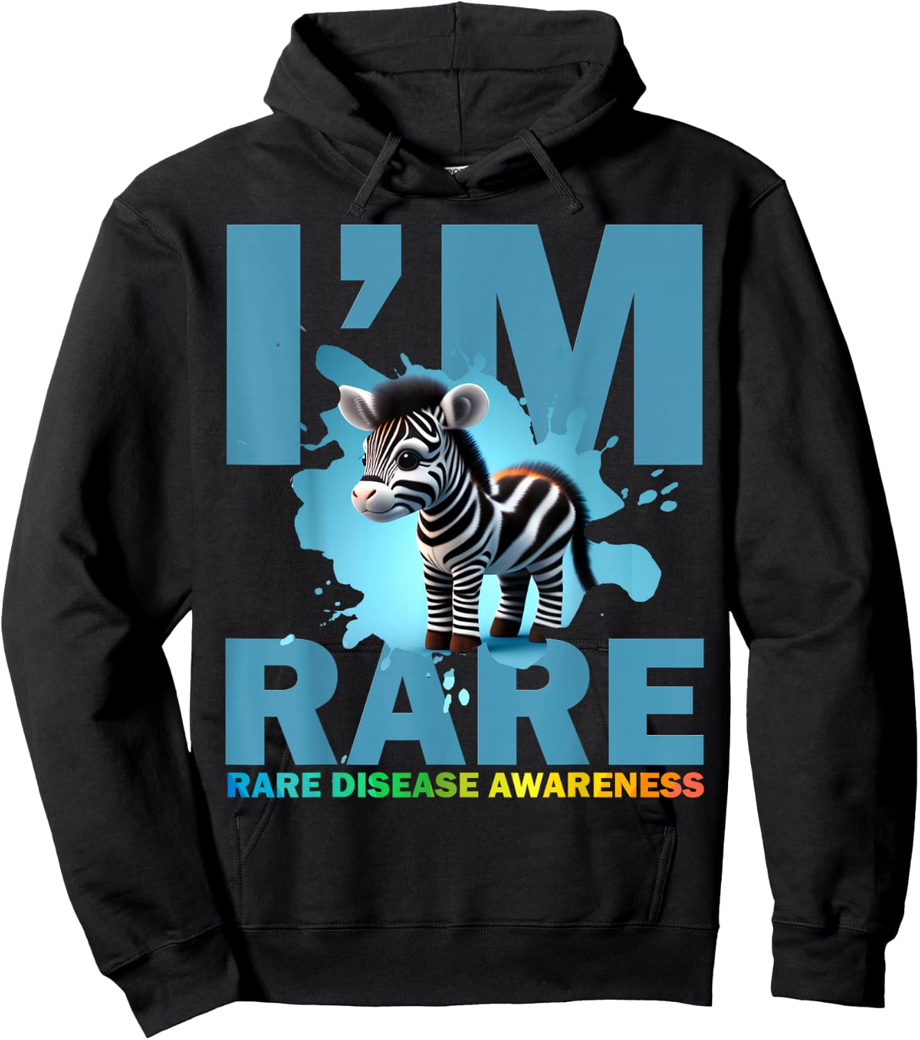 I'm Rare, cute zebra for Rare disease awareness Hoodie - Hoodie | Black