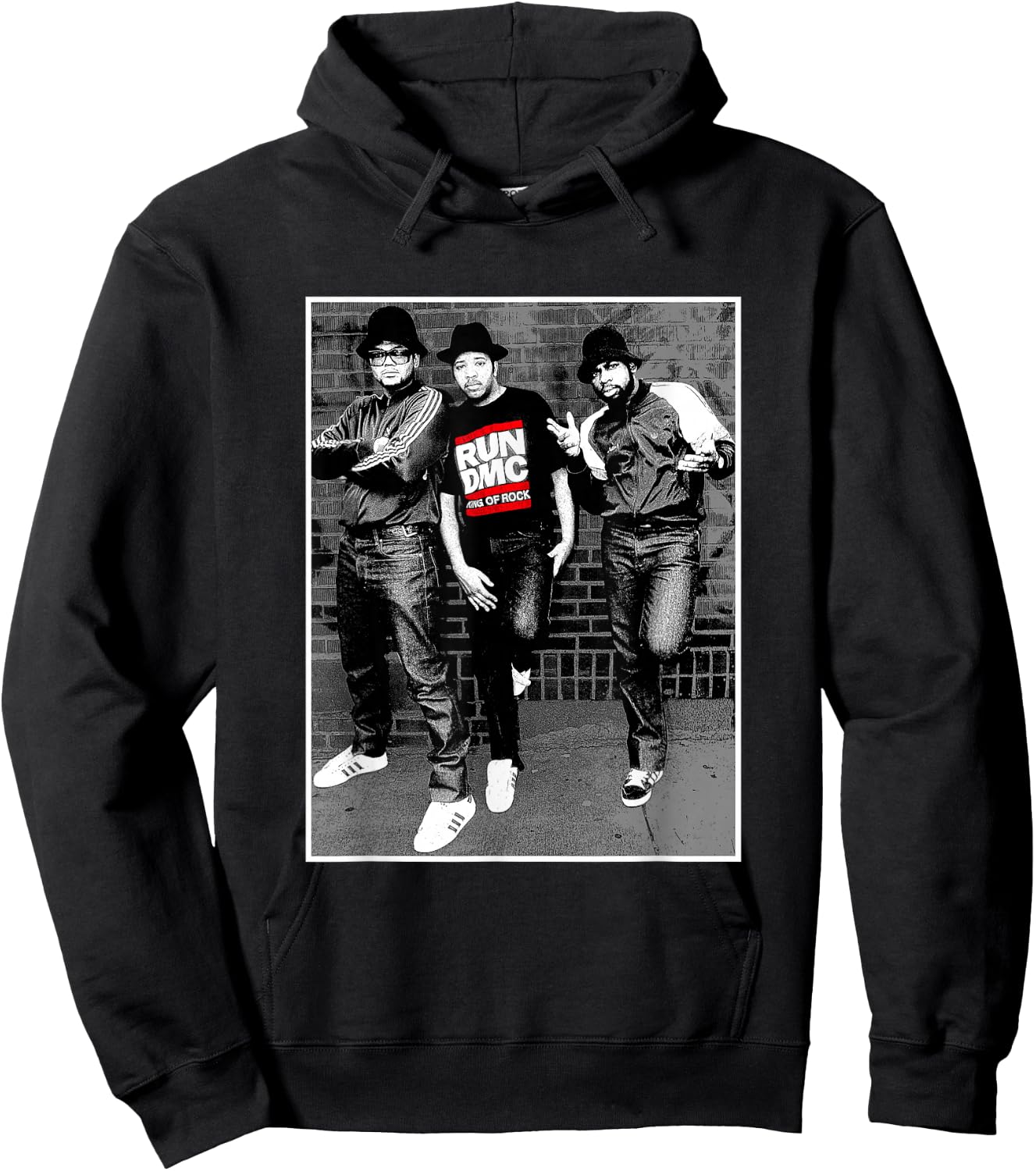 RUN DMC Black and White Brick Hoodie - Hoodie | Black