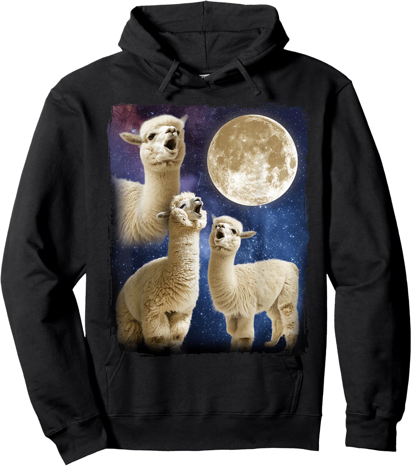Alpaca Howling Moon Hoodie - Hoodie | Black