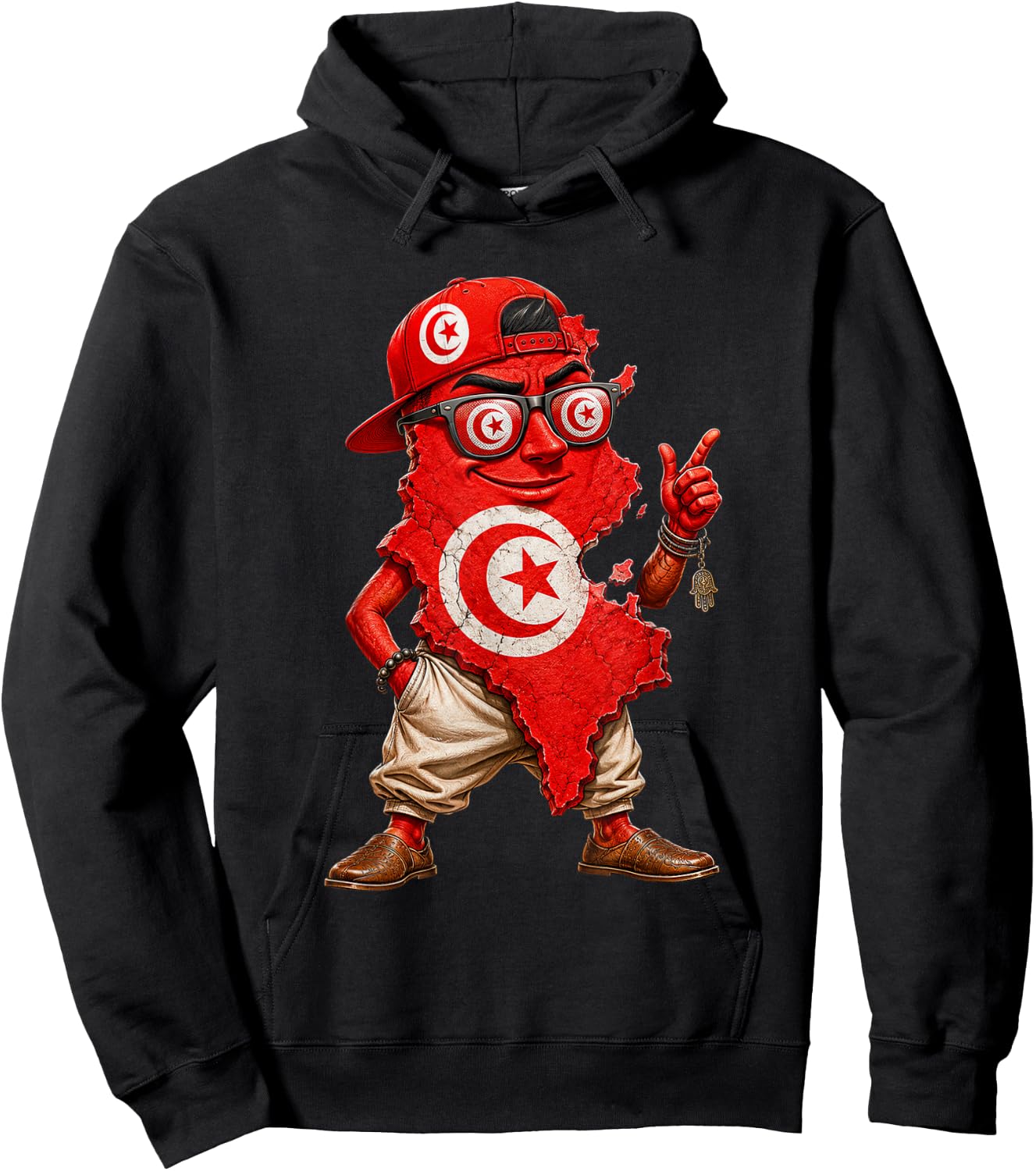 National Pride Tunisia Flag Hoodie - Hoodie | Black