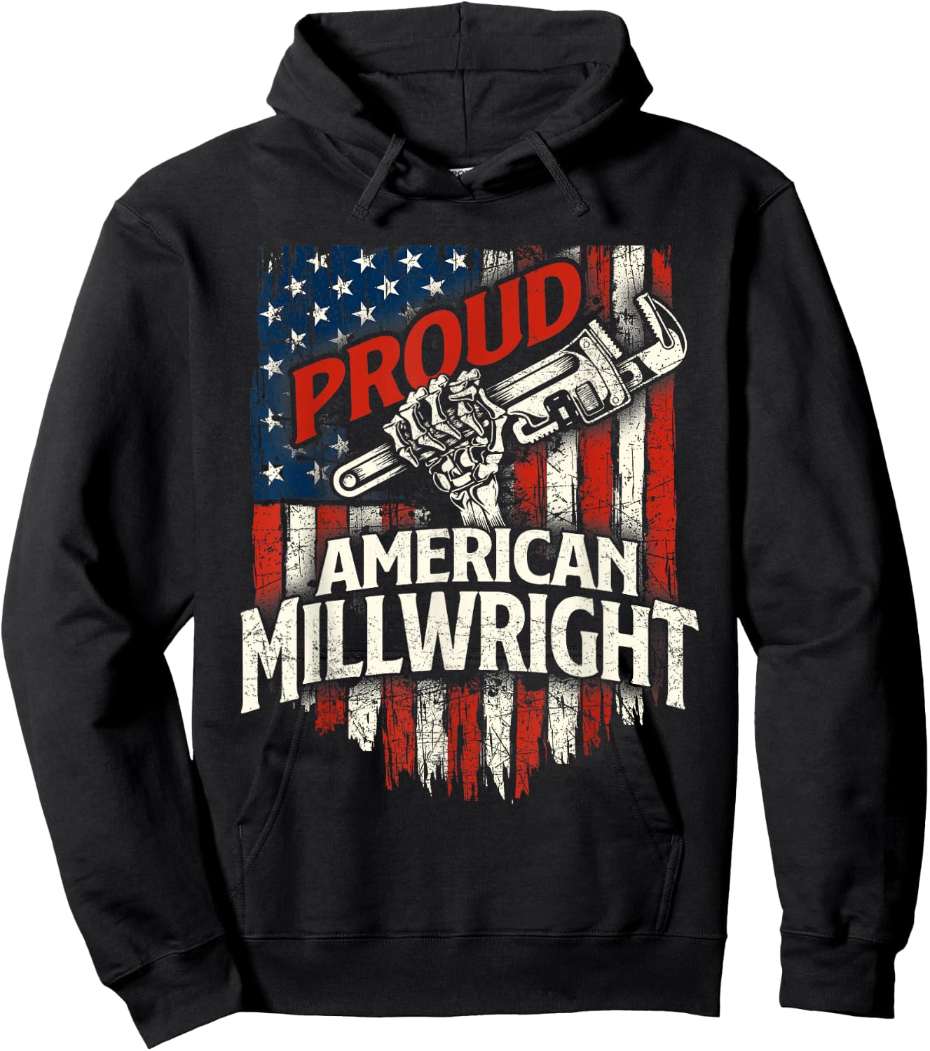 Proud American Millwright - USA Flag Machinist Machinery Hoodie - Hoodie | Black
