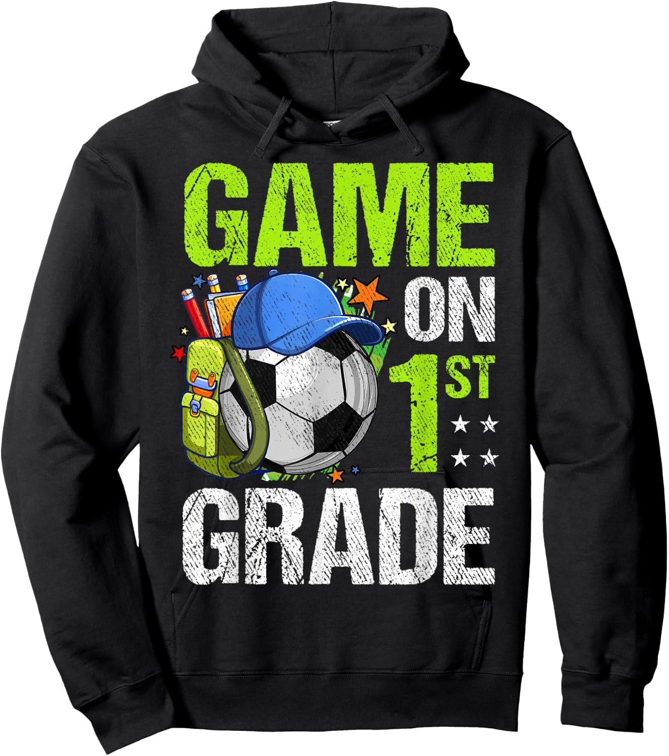 Game On 1st Grade Soccer Back To School Boy Girl Kids Gift Hoodie - Hoodie | Black