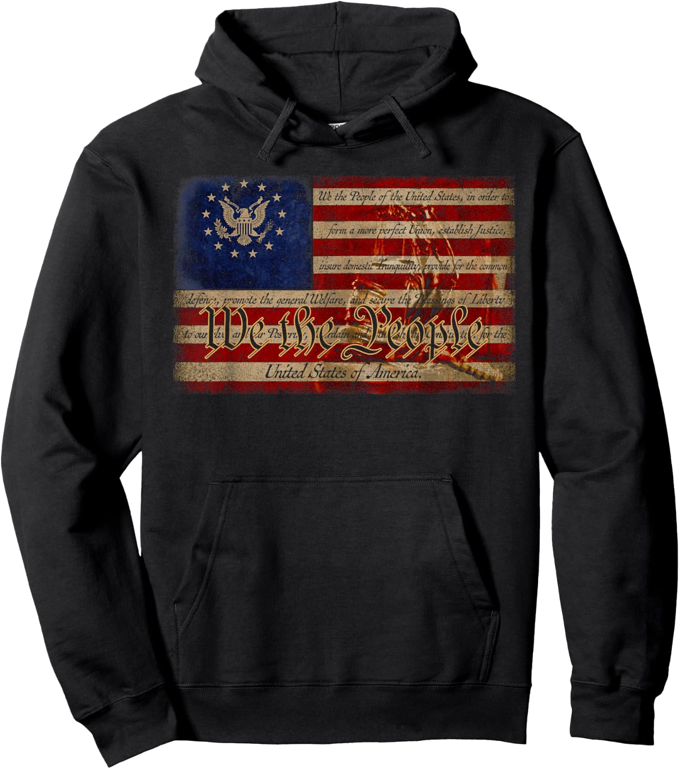 We The People Patriotic Vintage Typography 4th of July Hoodie - Hoodie | Black