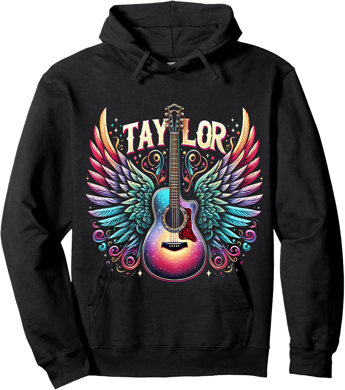 Girls Retro Taylor First Name Personalised Groovy 80s , black Hoodie - Hoodie | Black