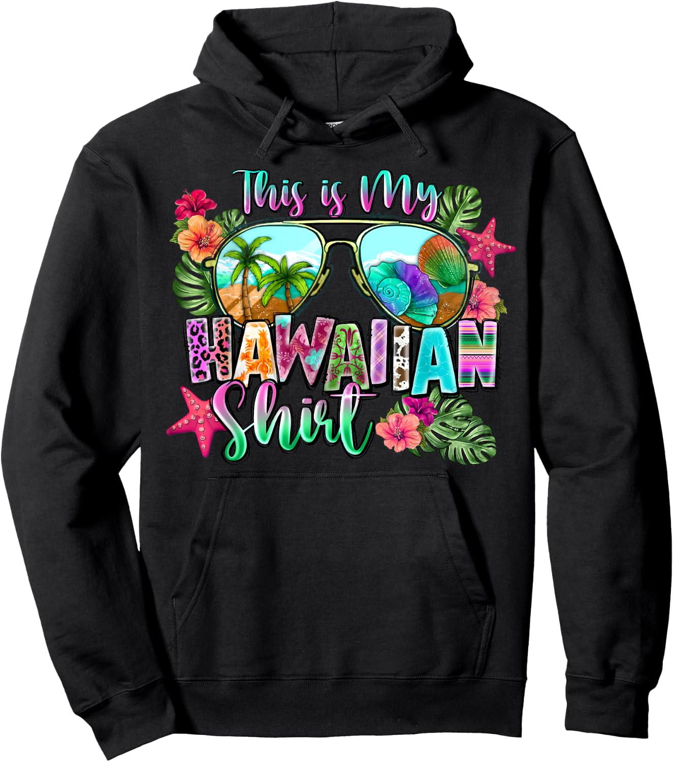 This Is My Hawaiian Shirt Summer Holiday Hawaii Beach Funny , black Hoodie - Hoodie | Black