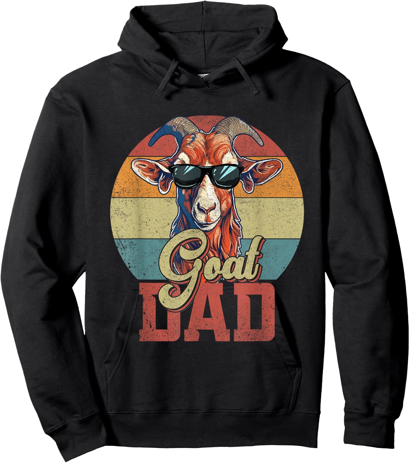 Vintage Retro Goat Dad Best Goat Daddy Funny Fathers Day Hoodie - Hoodie | Black