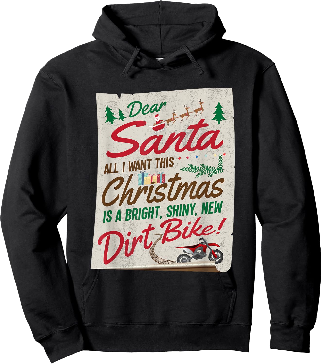 Dear Santa All I Want Is Shiny New Dirt Bike Christmas Shirt Hoodie - Hoodie | Black