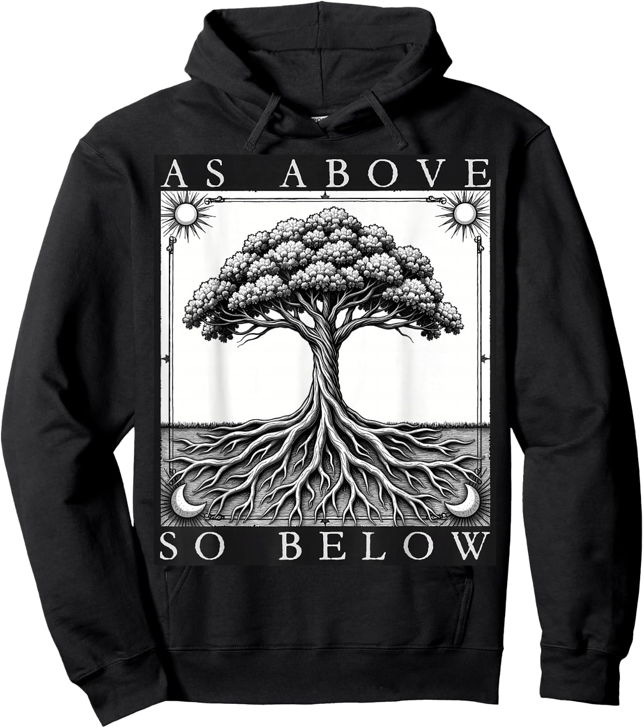 Wie oben, so unten, Baum des Lebens, Sonne, Mond, mystisches Gothic-Tarot Hoodie - Hoodie | Black
