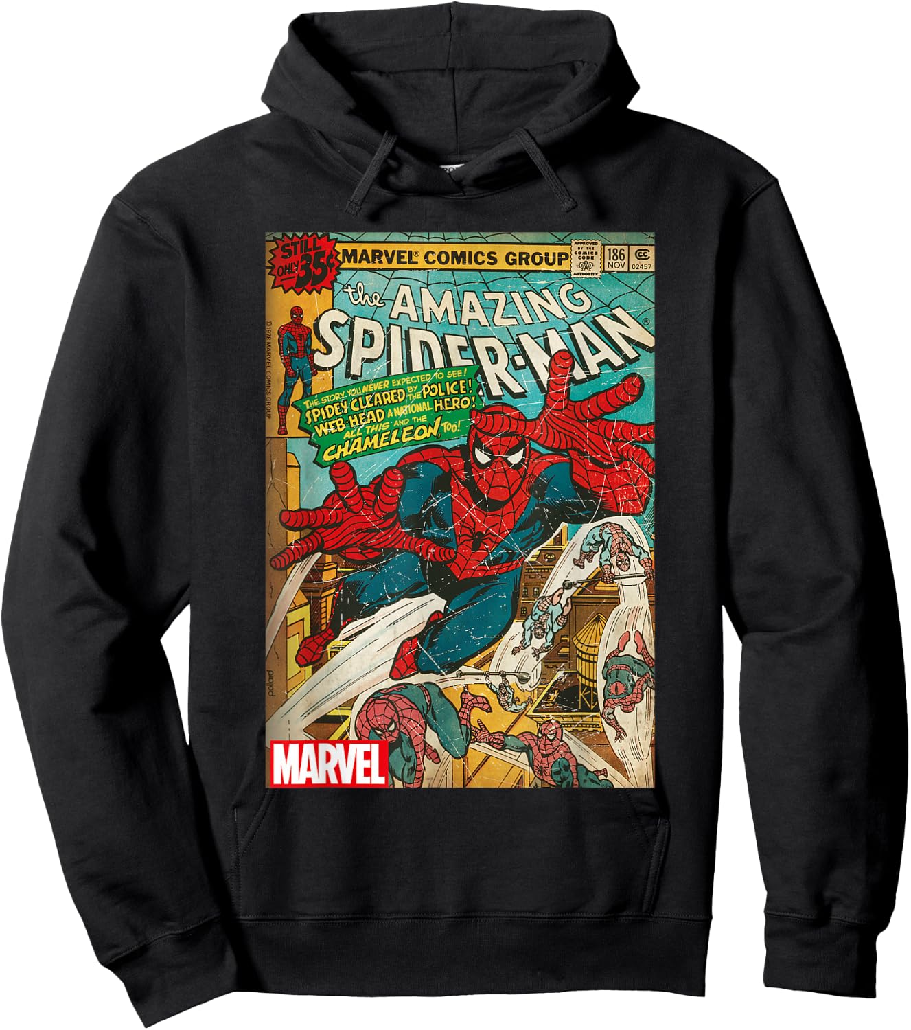 Marvel Spider-Man Vintage Comic Cover , black Hoodie - Hoodie | Black