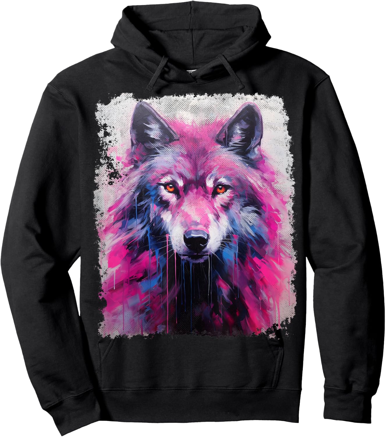 A Wolf Graphic Pink Hoodie - Hoodie | Black